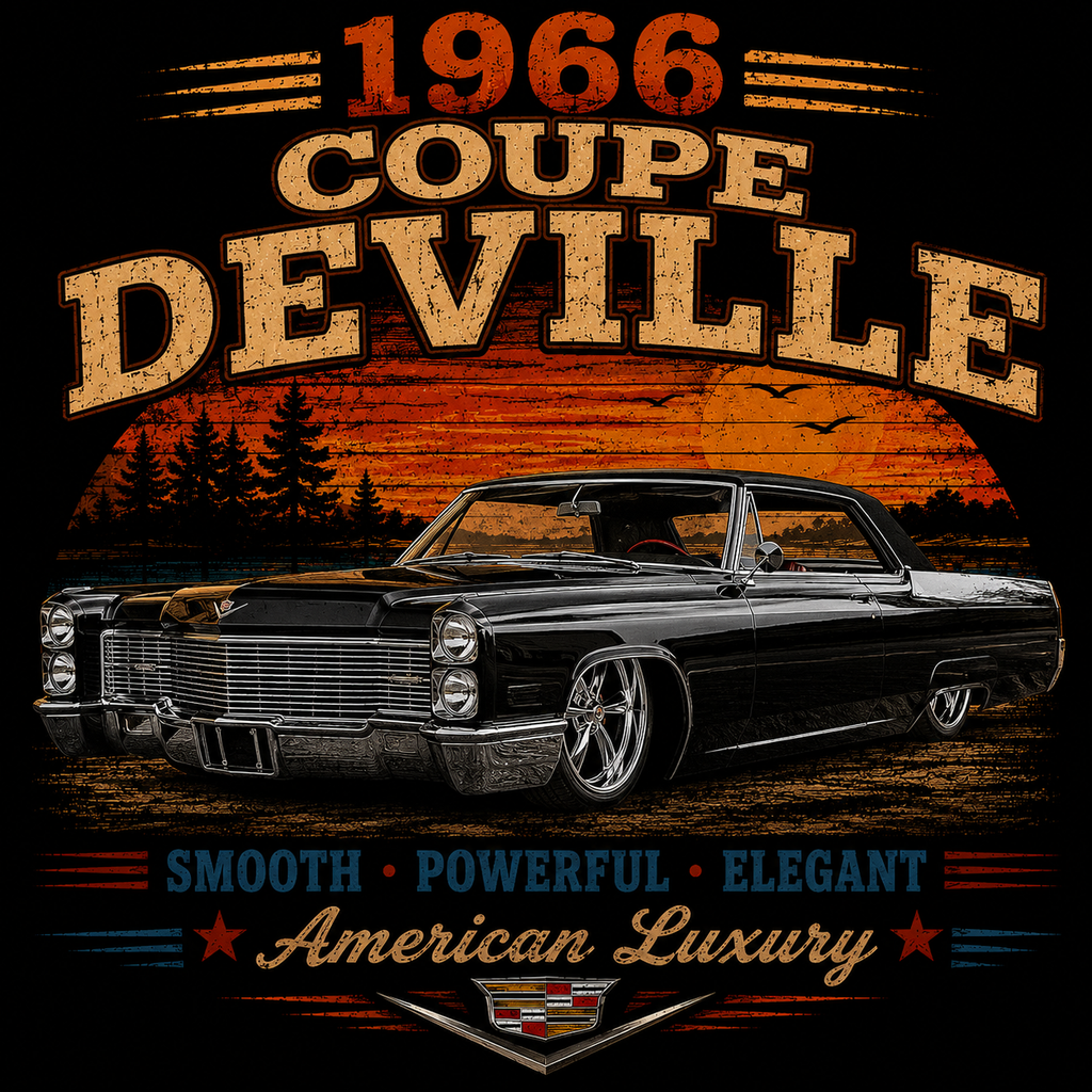 1966 Coupe DeVille T-shirt | Vintage Cadillac American Luxury Car Tee