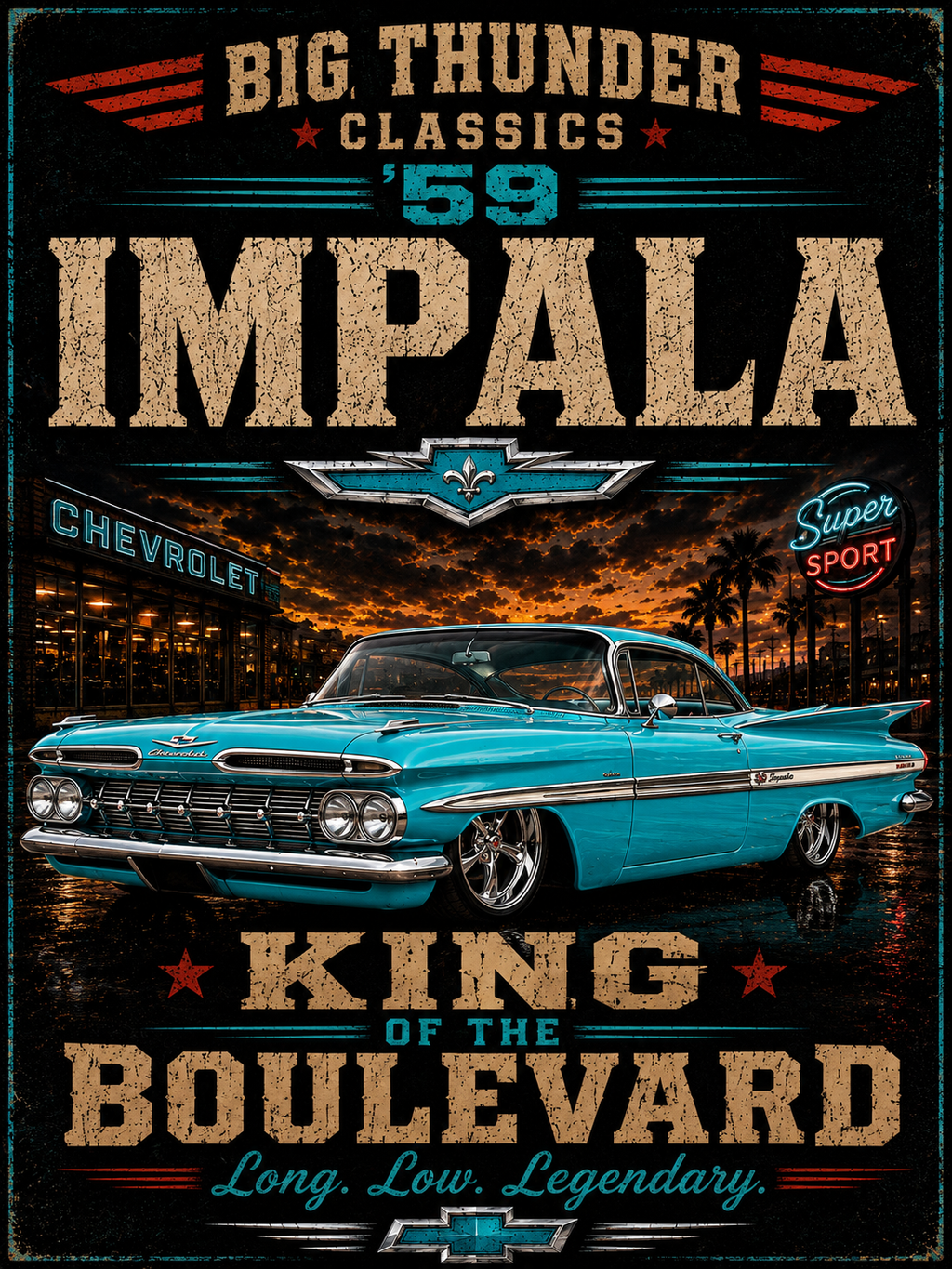 1959 Impala Classic Car T-Shirt | King Boulevard Vintage Muscle Tee