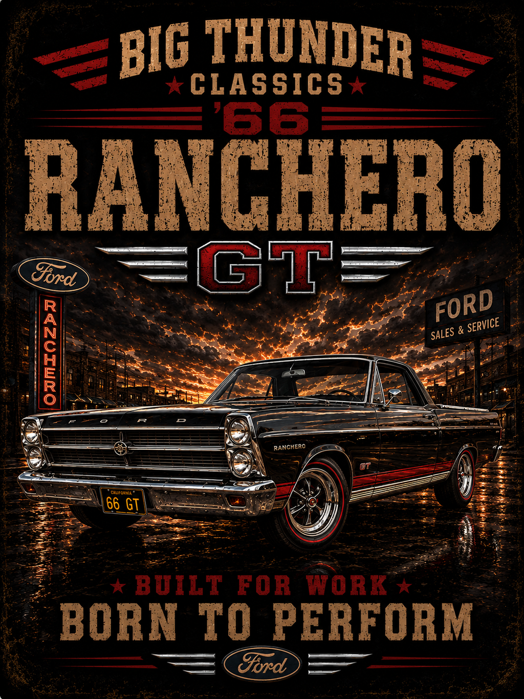 Ranchero Vintage Car Tee | Classic Muscle Car Born to Perform