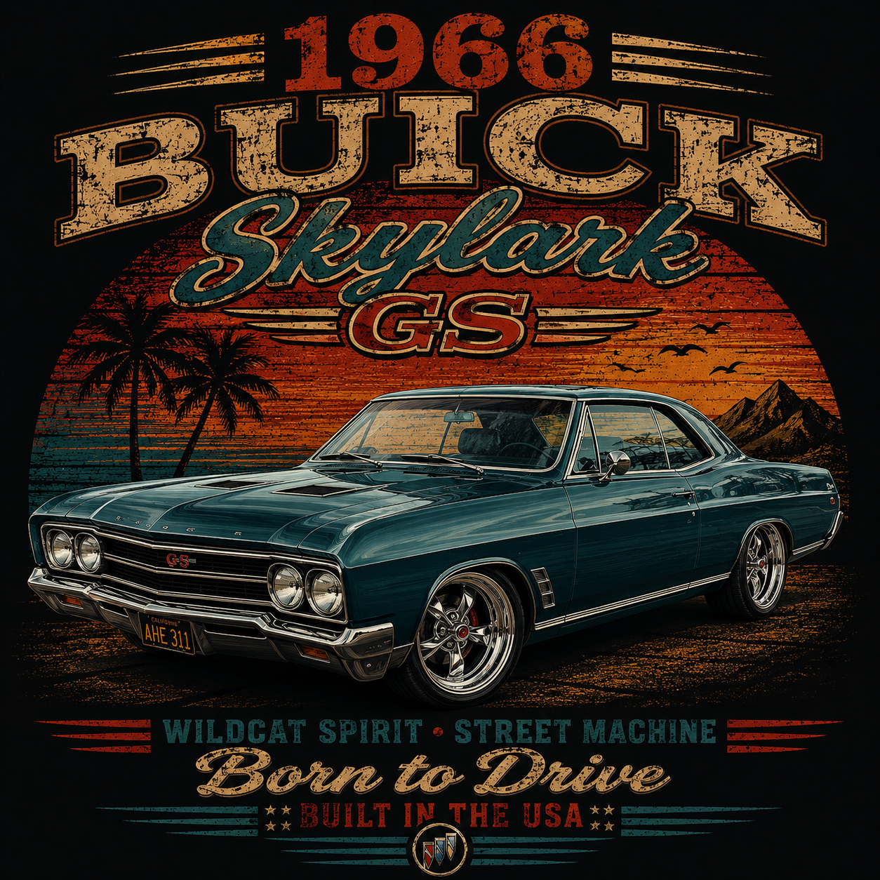 1966 Buick Skylark Car Tee | Born to Drive, Classic Muscle Shirt