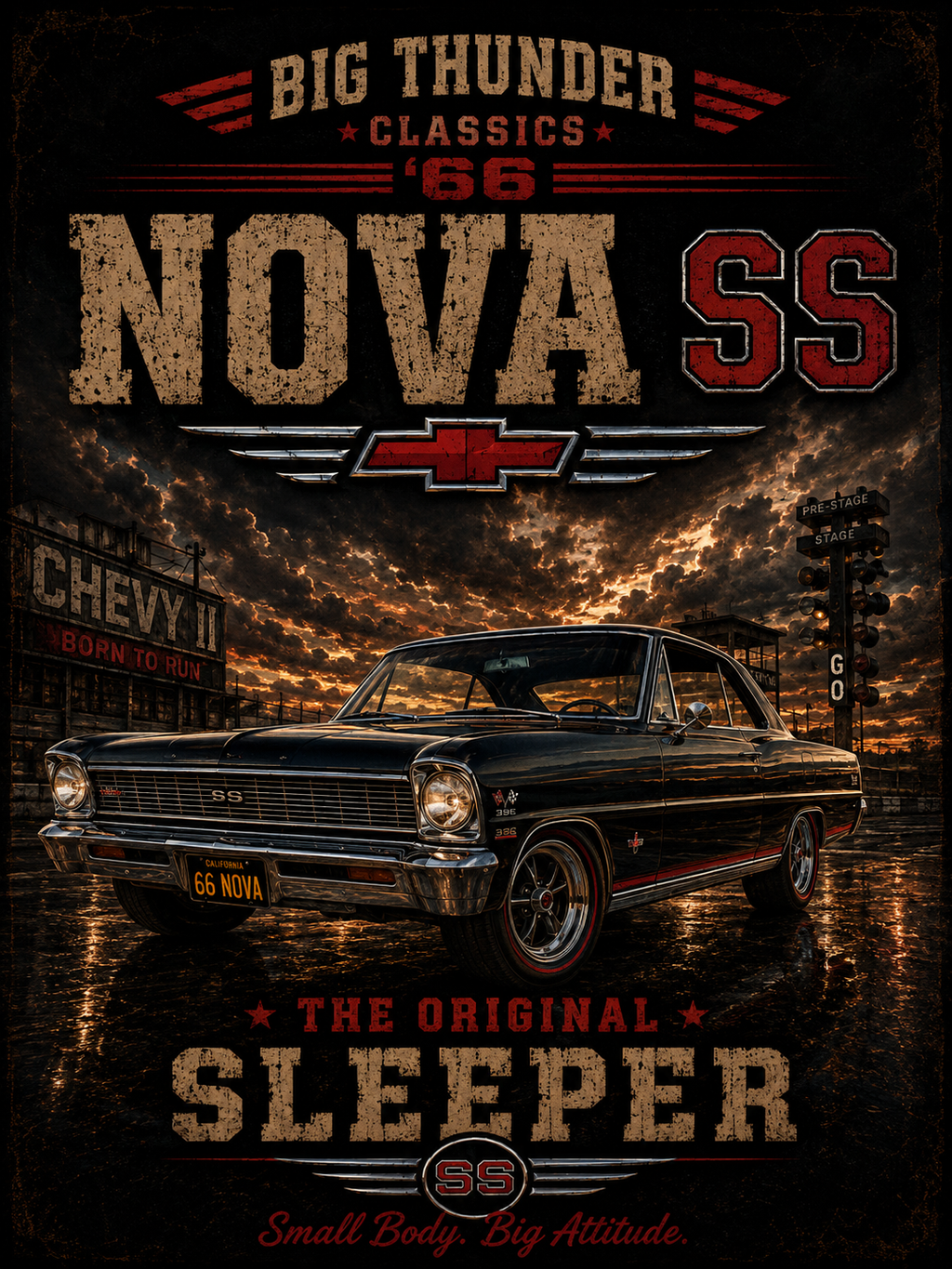Nova SS Sleeper Chevy Classic Car T-shirt | Vintage Muscle Car Graphic