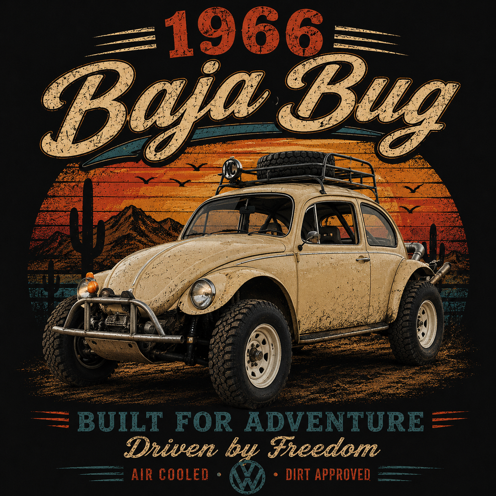 1966 Baja Bug Vintage VW Beetle T-Shirt | Off-Road Classic Car Tee