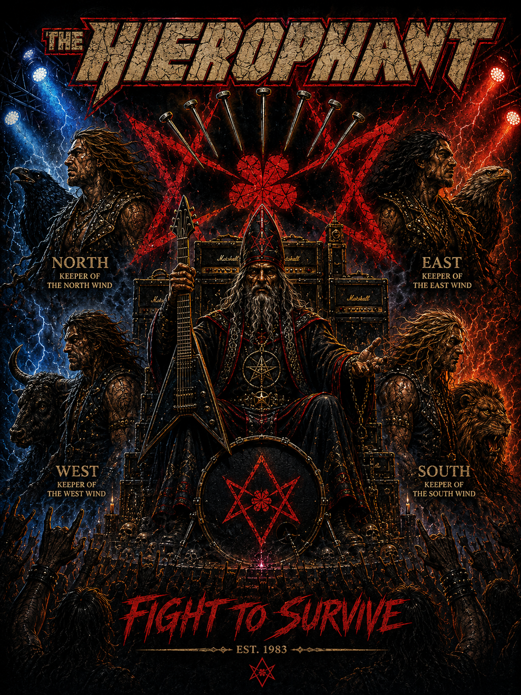 Tarot Metal Tee — “The Hierophant” Fight to Survive Graphic T-Shirt