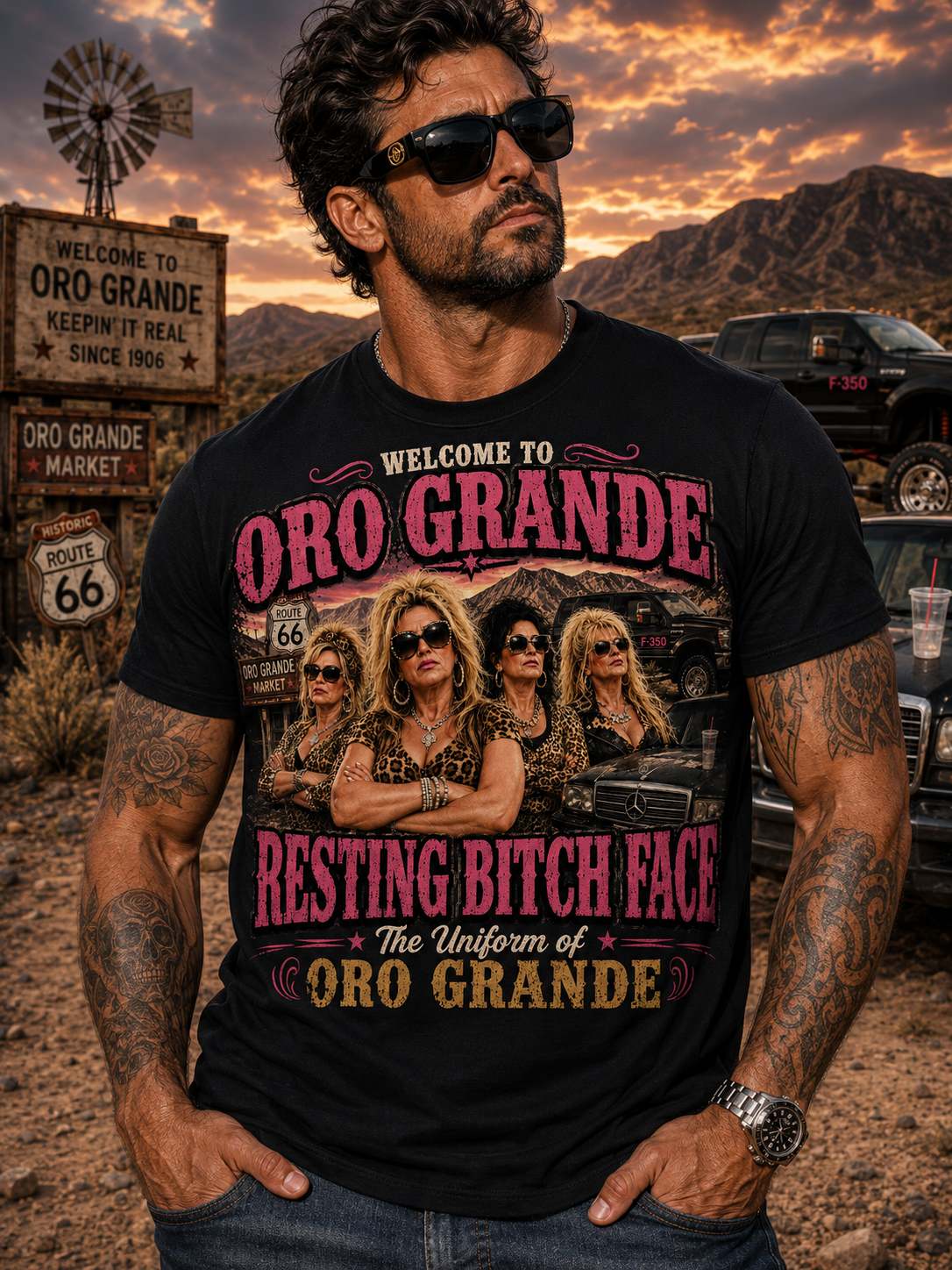 Resting Bitch Face Oro Grande T-Shirt | Funny Retro Women Graphic Tee