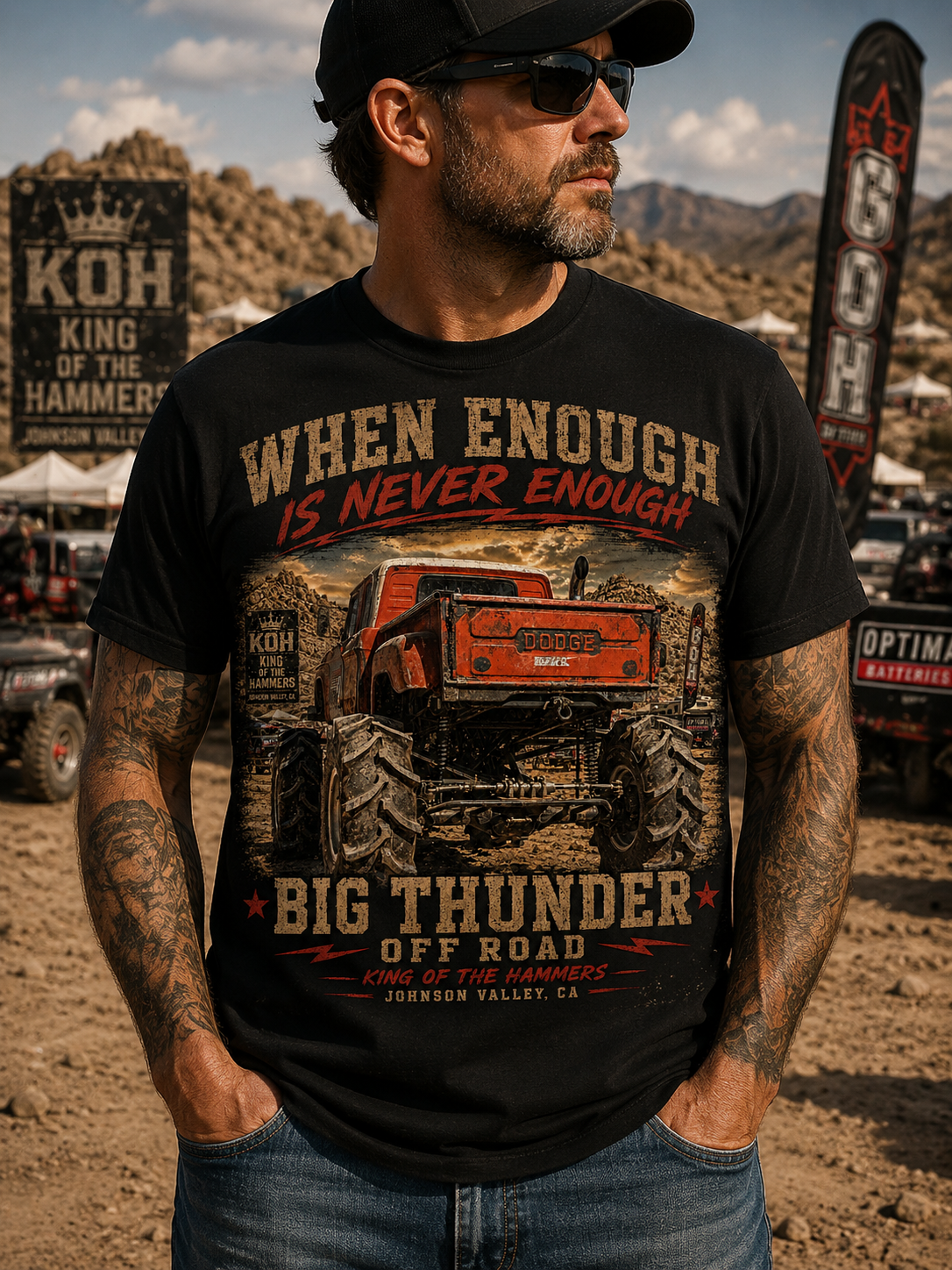 When Enough Is Never Enough | Big Thunder Off Road T-Shirt | Lifted Dodge Truck | King of the Hammers | Johnson Valley 4x4 Tee