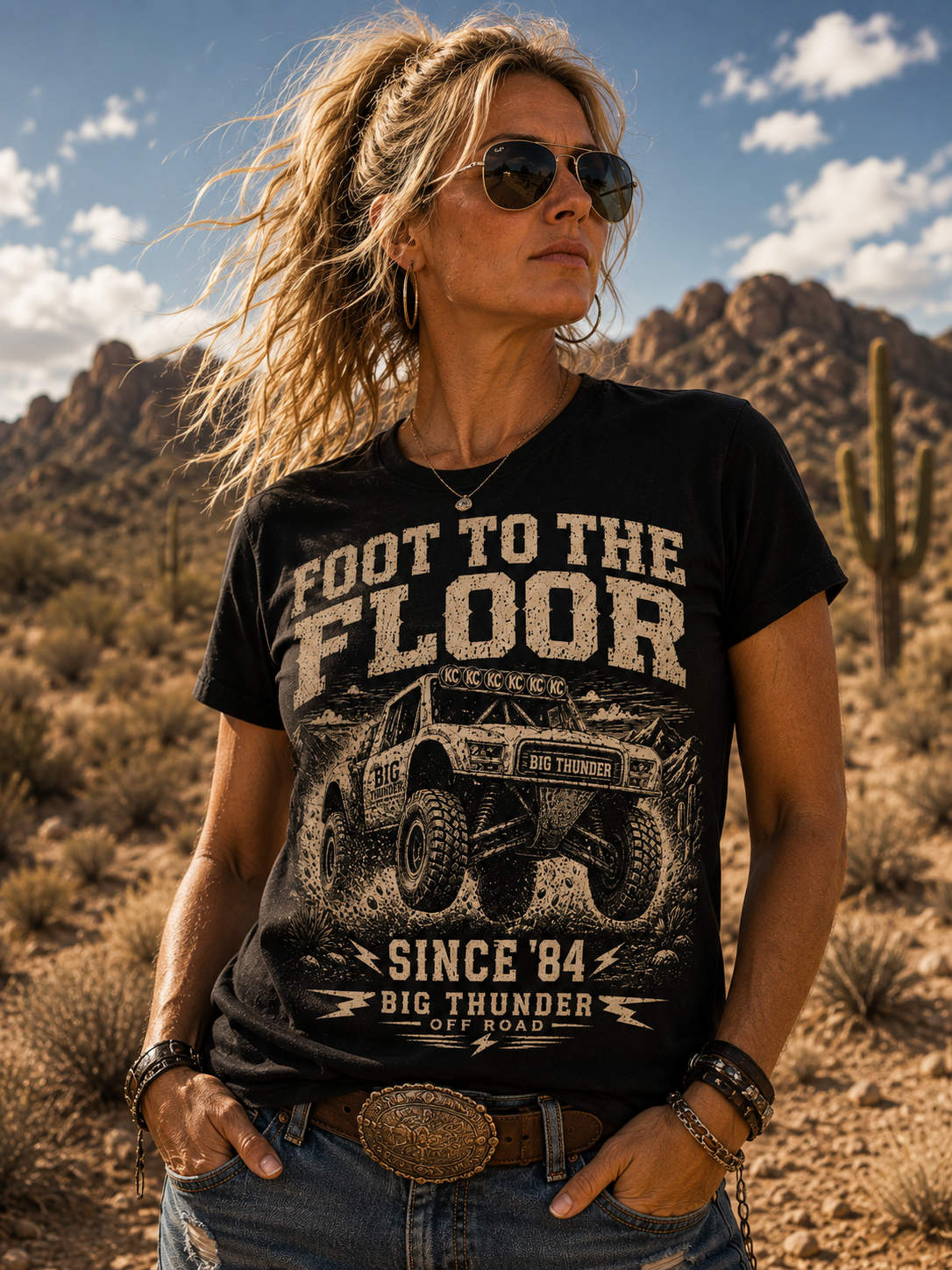 Foot to the Floor Monster Truck T-shirt | Since '84 Big Thunder Off-Road