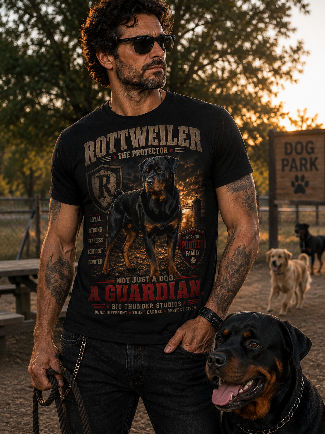 Rottweiler Protector Poster art T-shirt | Rottweiler Guardian design