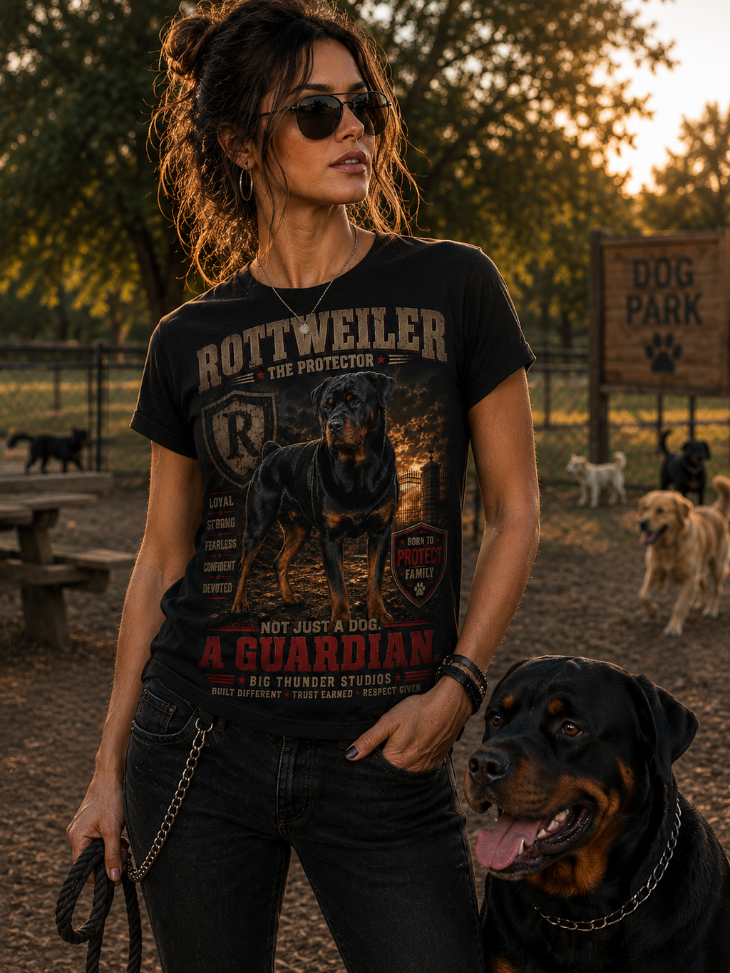 Rottweiler Protector Poster art T-shirt | Rottweiler Guardian design