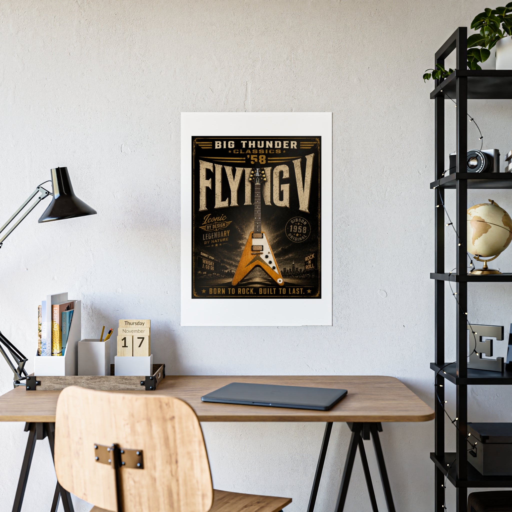 Flying V Guitar Poster Gloss Poster | Vintage Rock Music Wall Art
