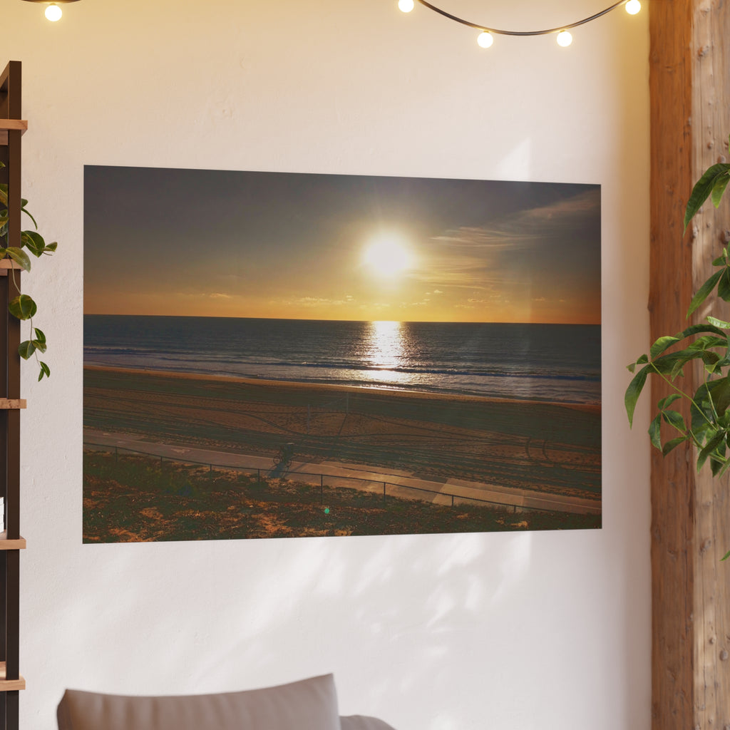 Redondo Beach Sunset - California Coastal Wall Art - Bike Rider Silhouette | Beach Sunset Photo Print