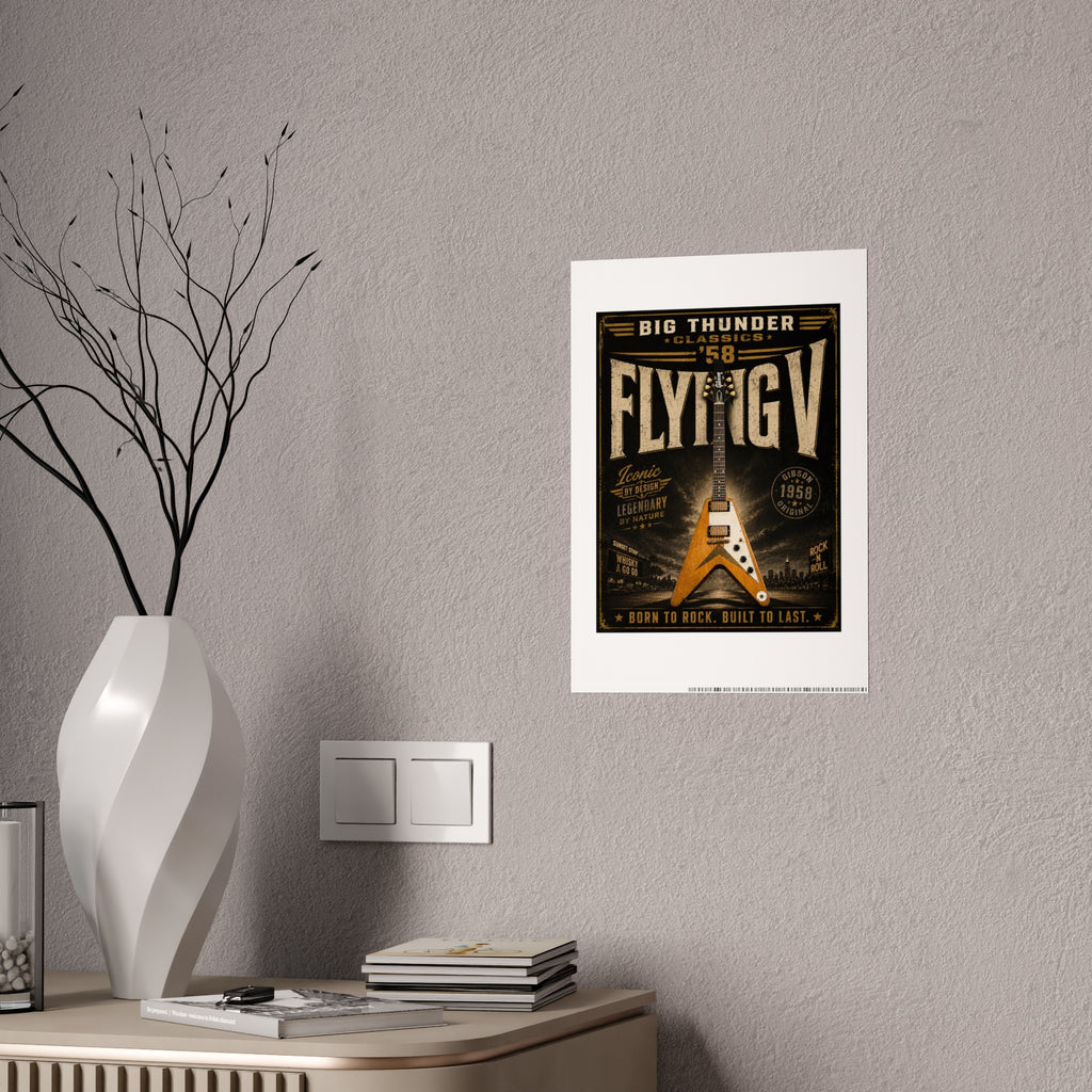 Flying V Guitar Poster Gloss Poster | Vintage Rock Music Wall Art