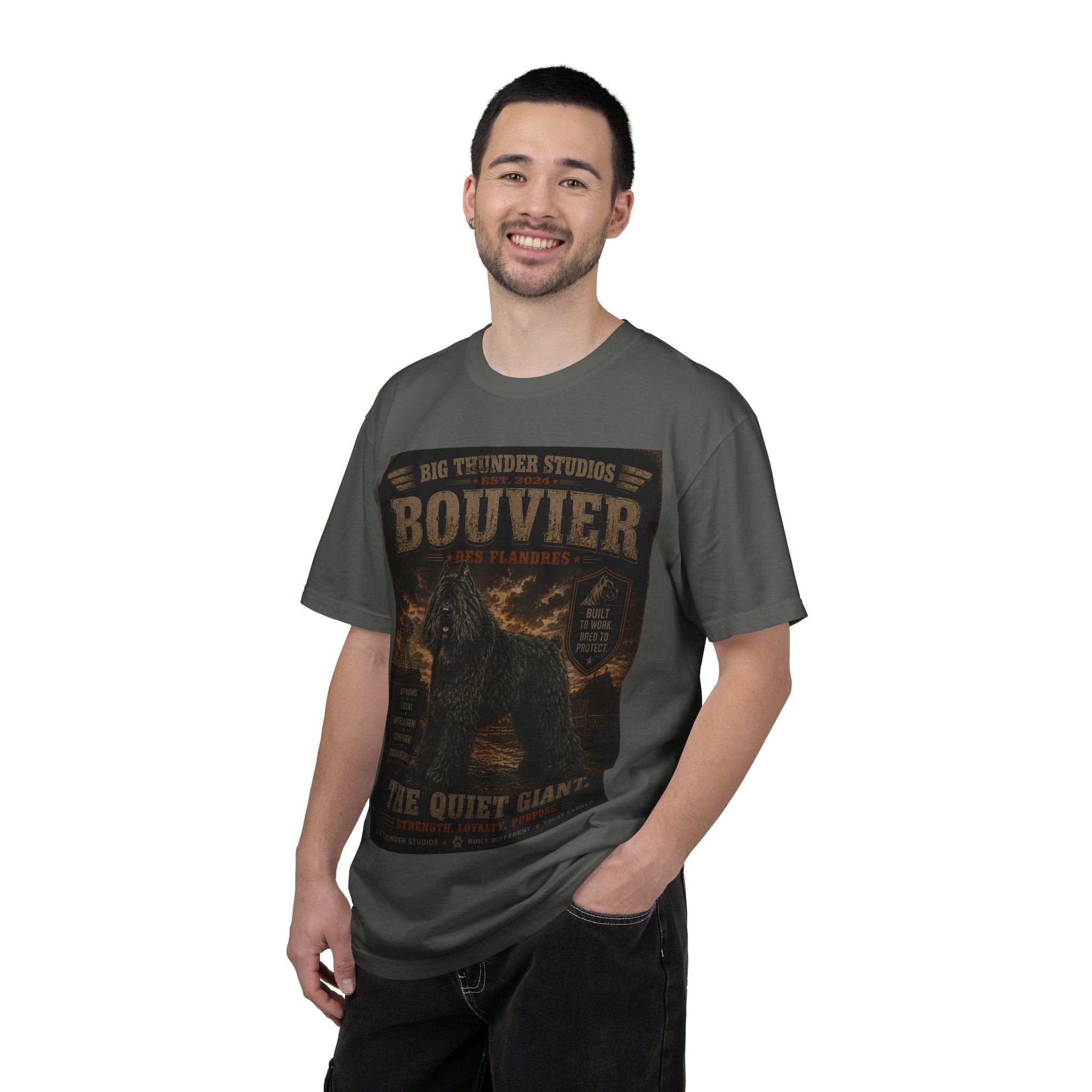 Bouvier des Flandres Poster T-shirt | Vintage Working Dog, The Quiet Giant