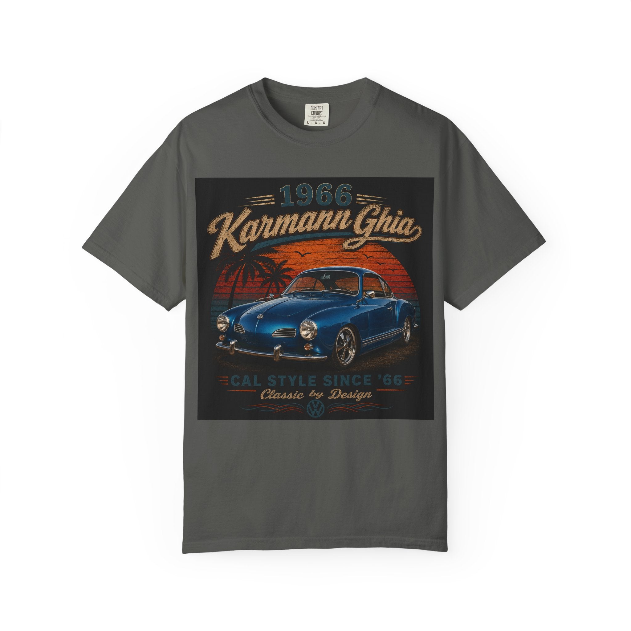 1966 Karmann Ghia Classic Car T-Shirt | Vintage VW Beach Sunset