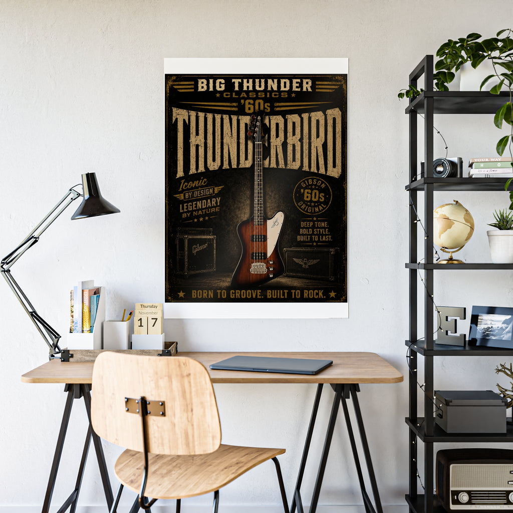 Thunderbird 60s Electric Guitar Poster | Vintage Rock Music Wall Art