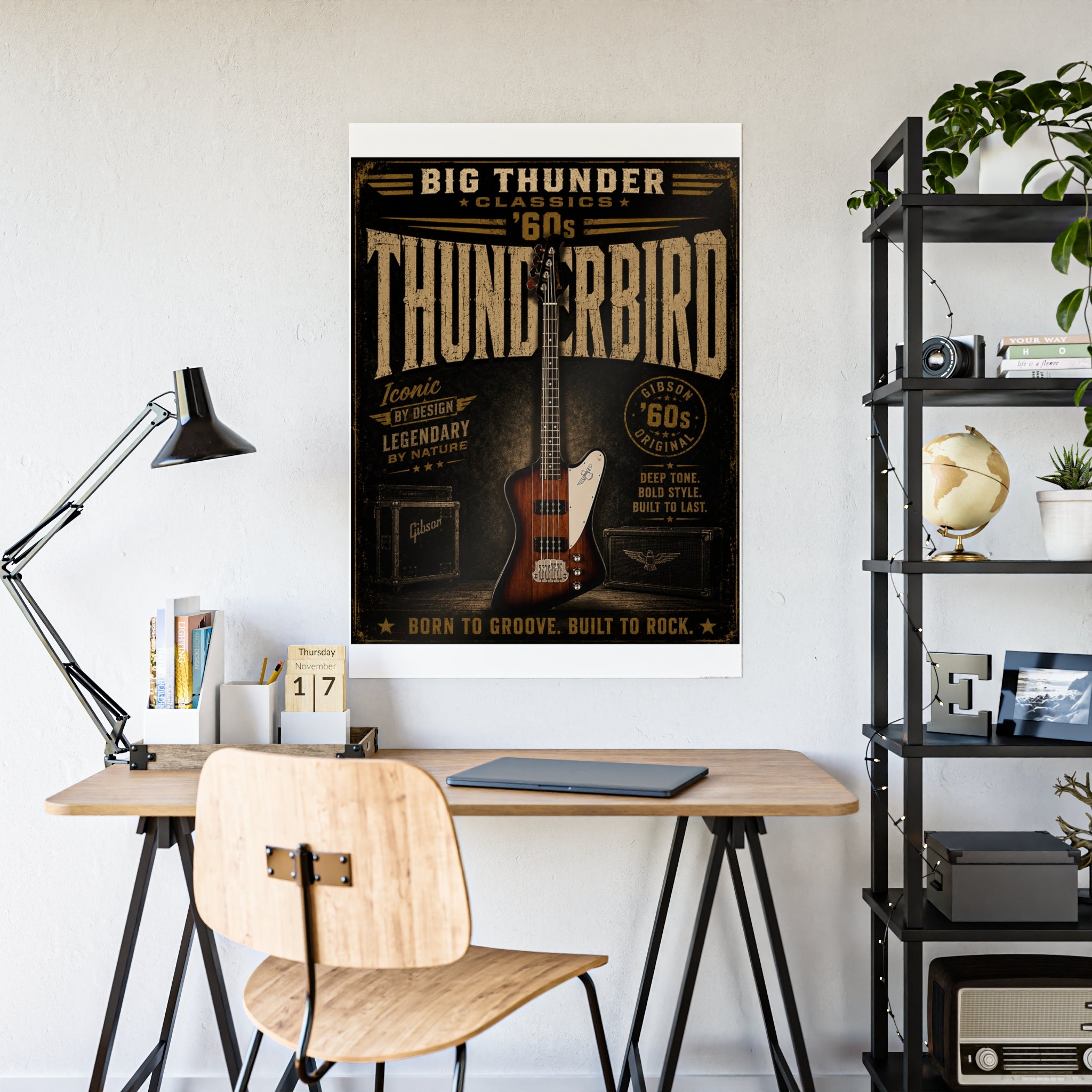 Thunderbird 60s Electric Guitar Poster | Vintage Rock Music Wall Art