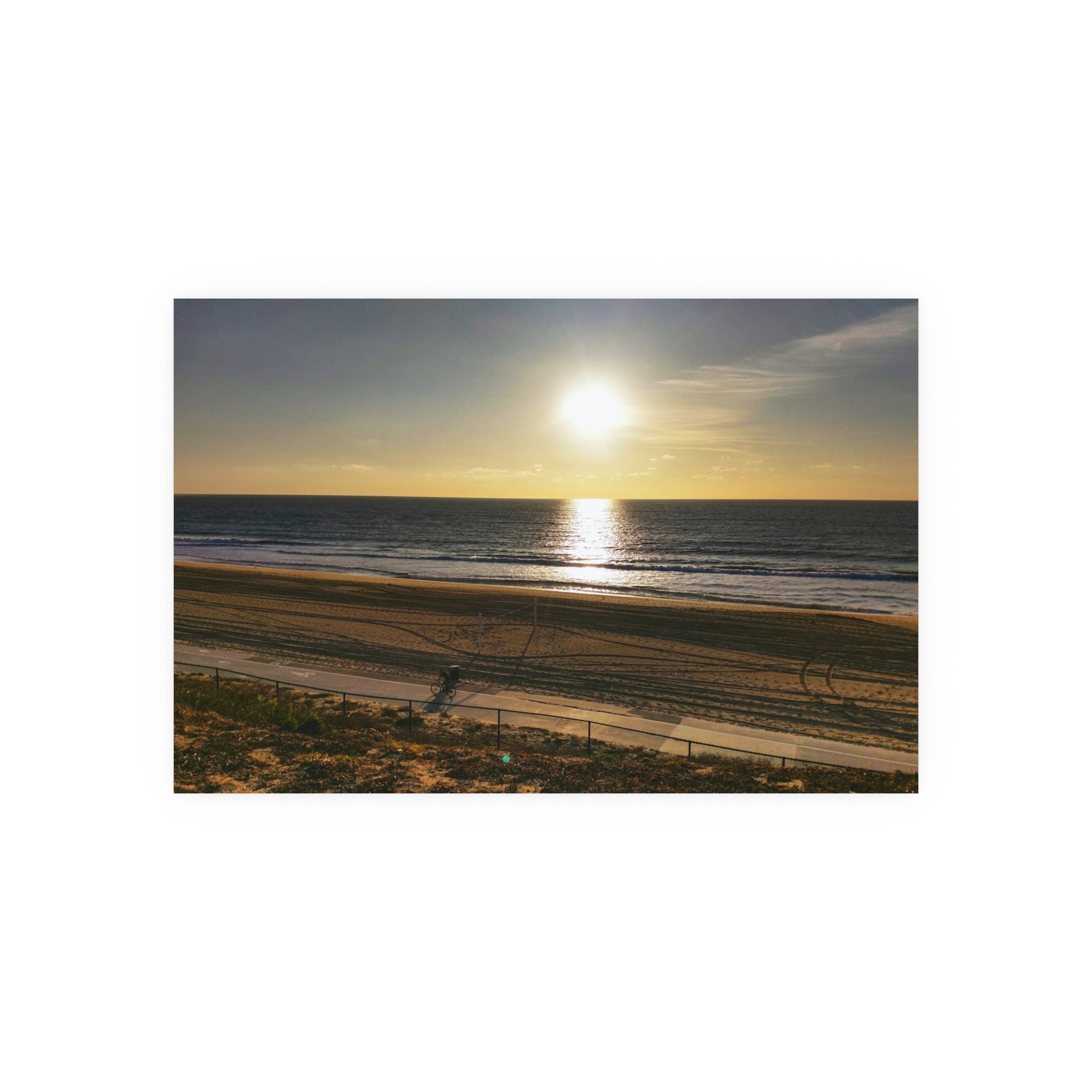 Redondo Beach Sunset - California Coastal Wall Art - Bike Rider Silhouette | Beach Sunset Photo Print