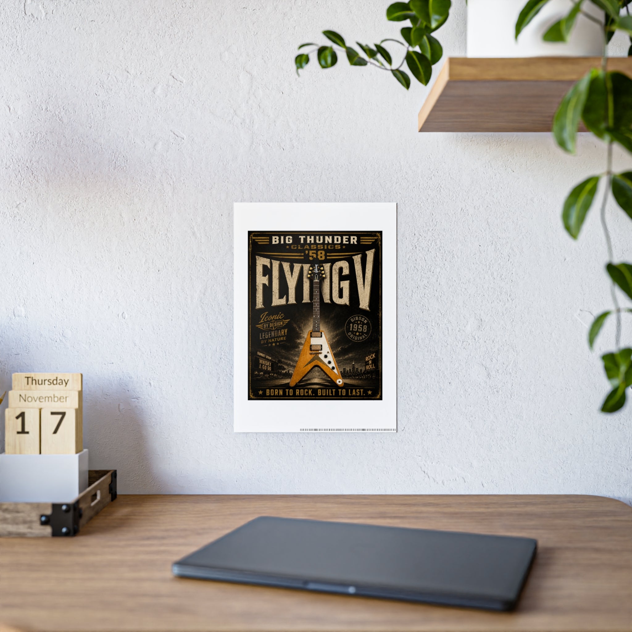 Flying V Guitar Poster Gloss Poster | Vintage Rock Music Wall Art