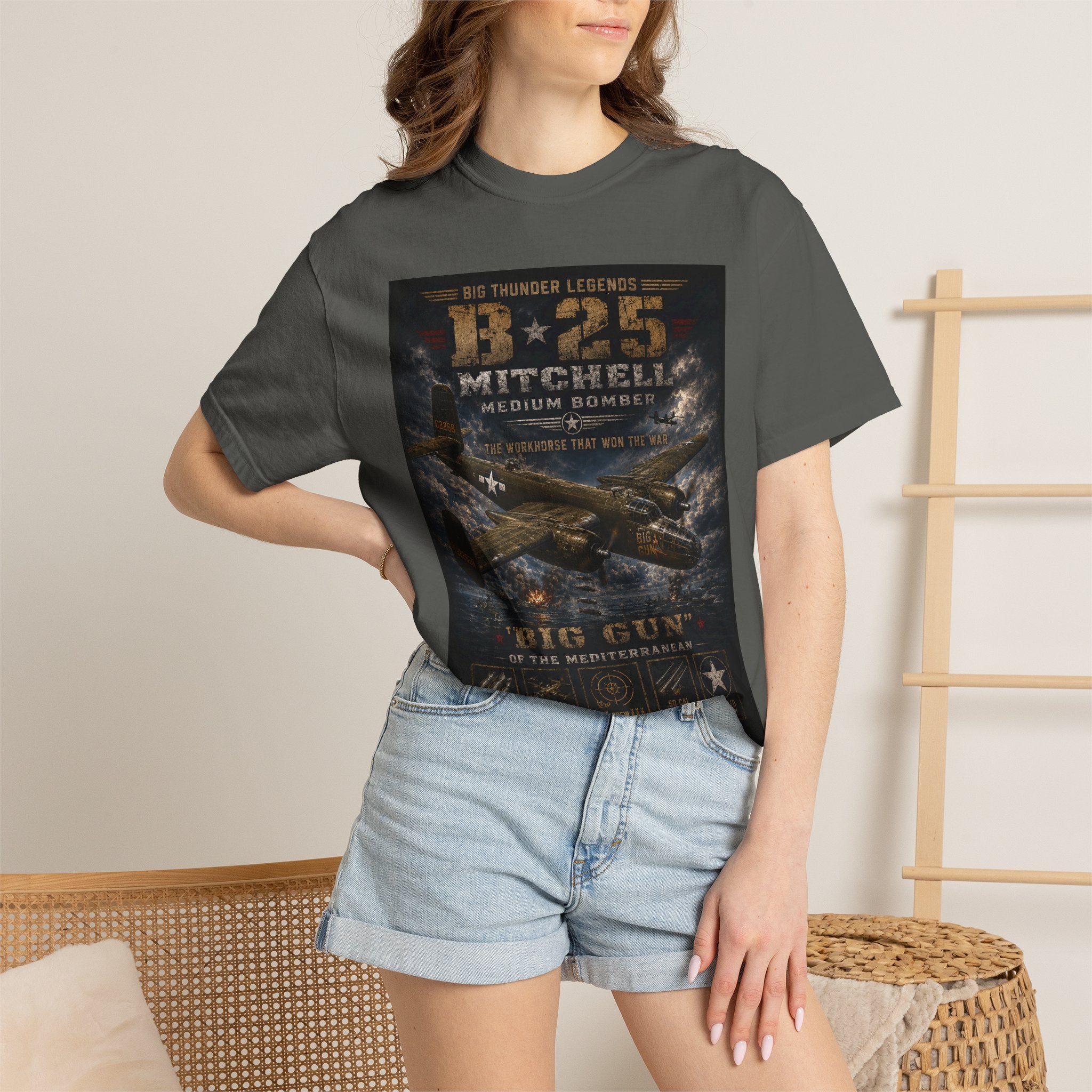 B-25 Mitchell Bomber Aircraft T-Shirt | World War II Plane Poster