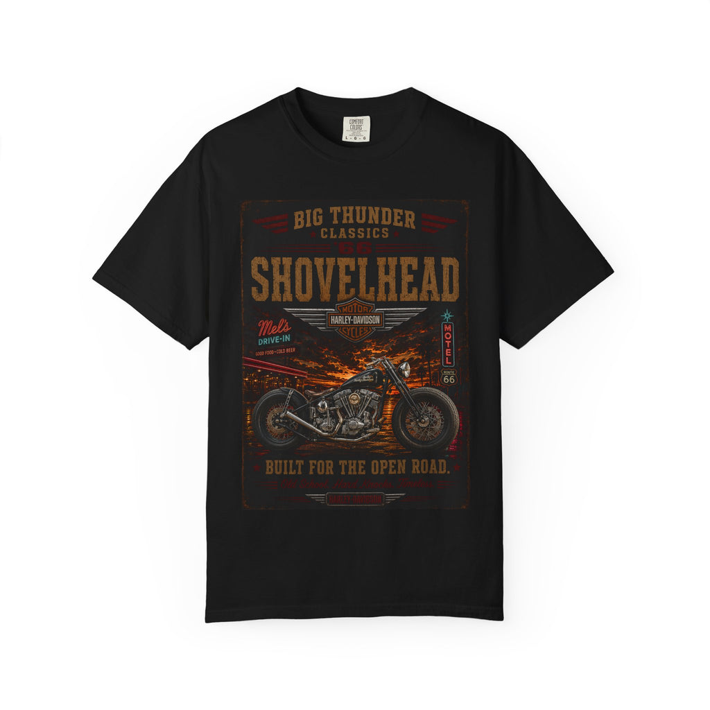 Shovelhead Motorcycle Graphic T-shirt | Vintage Biker Engine Tee