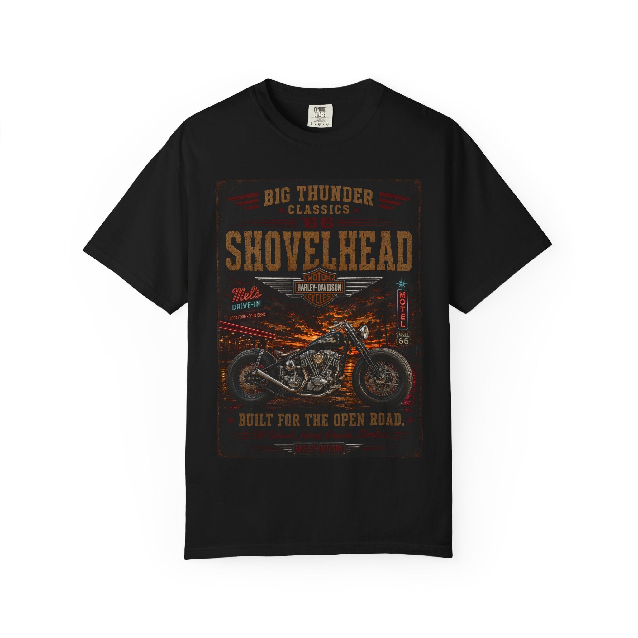 Shovelhead Motorcycle Graphic T-shirt | Vintage Biker Engine Tee