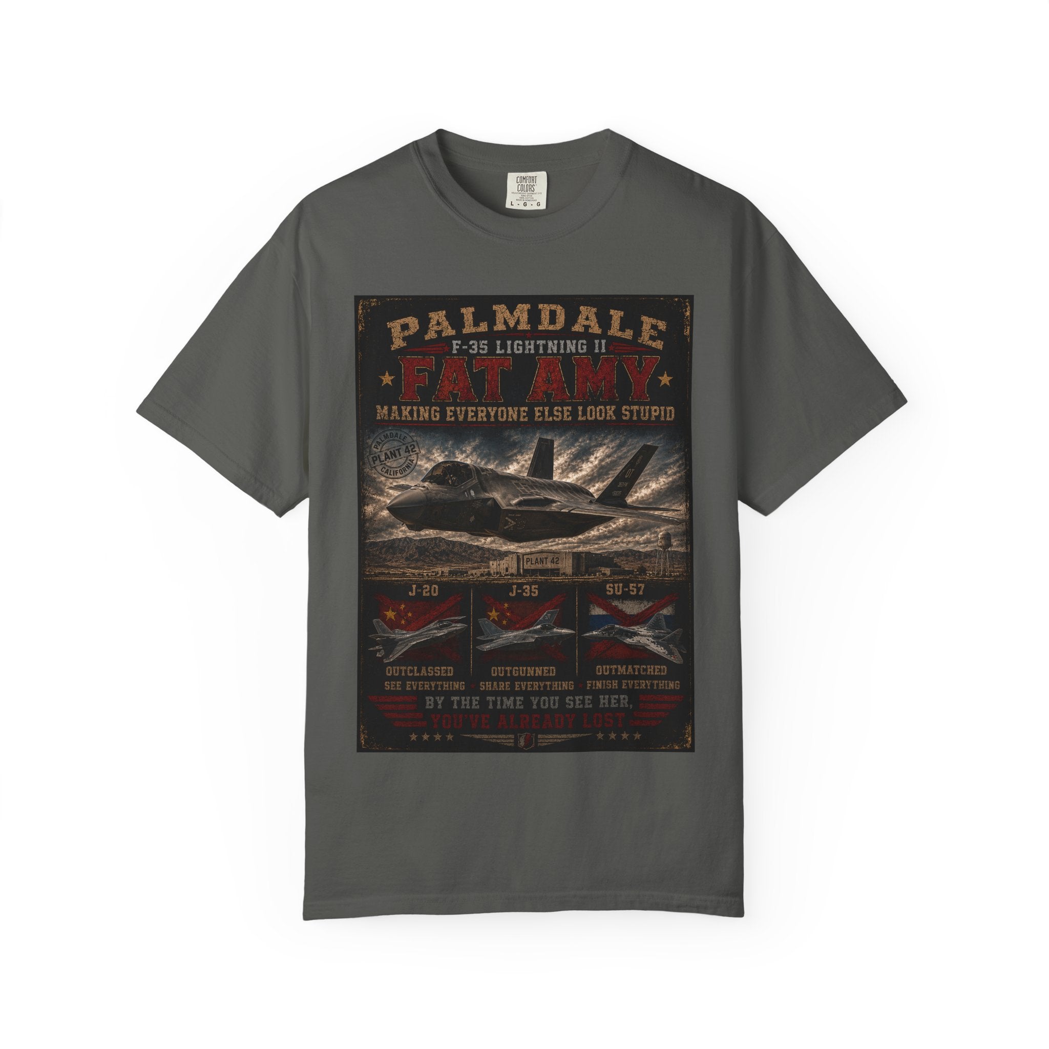 Palmdale F-35 Lightning II Fighter Jet T-shirt | Military Aircraft Poster
