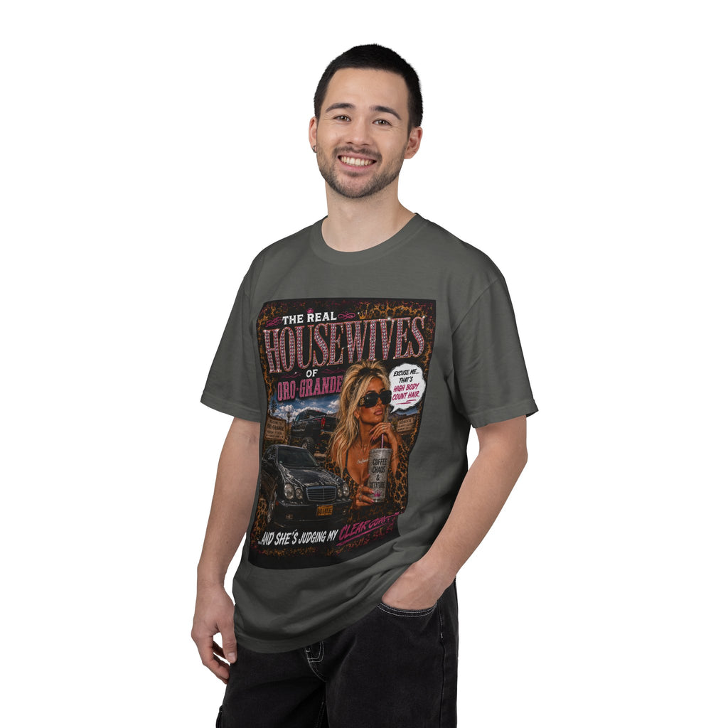 Real Housewives Oro Grande graphic T-shirt | TV parody, glam diva design