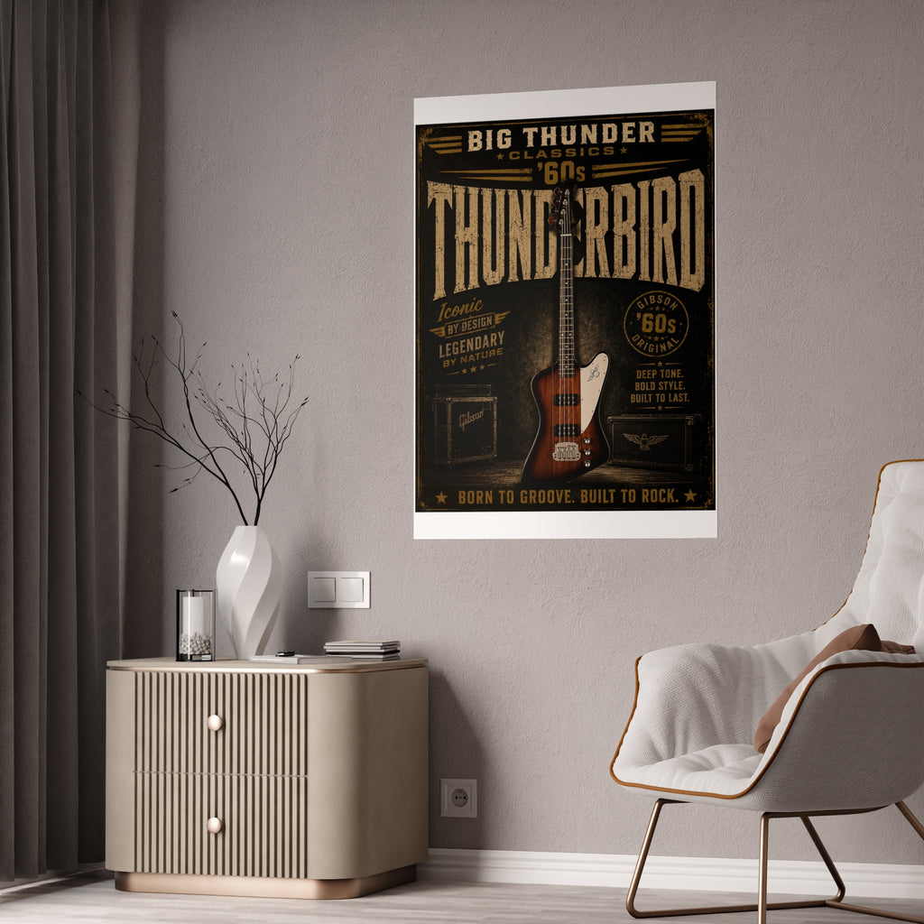 Thunderbird 60s Electric Guitar Poster | Vintage Rock Music Wall Art
