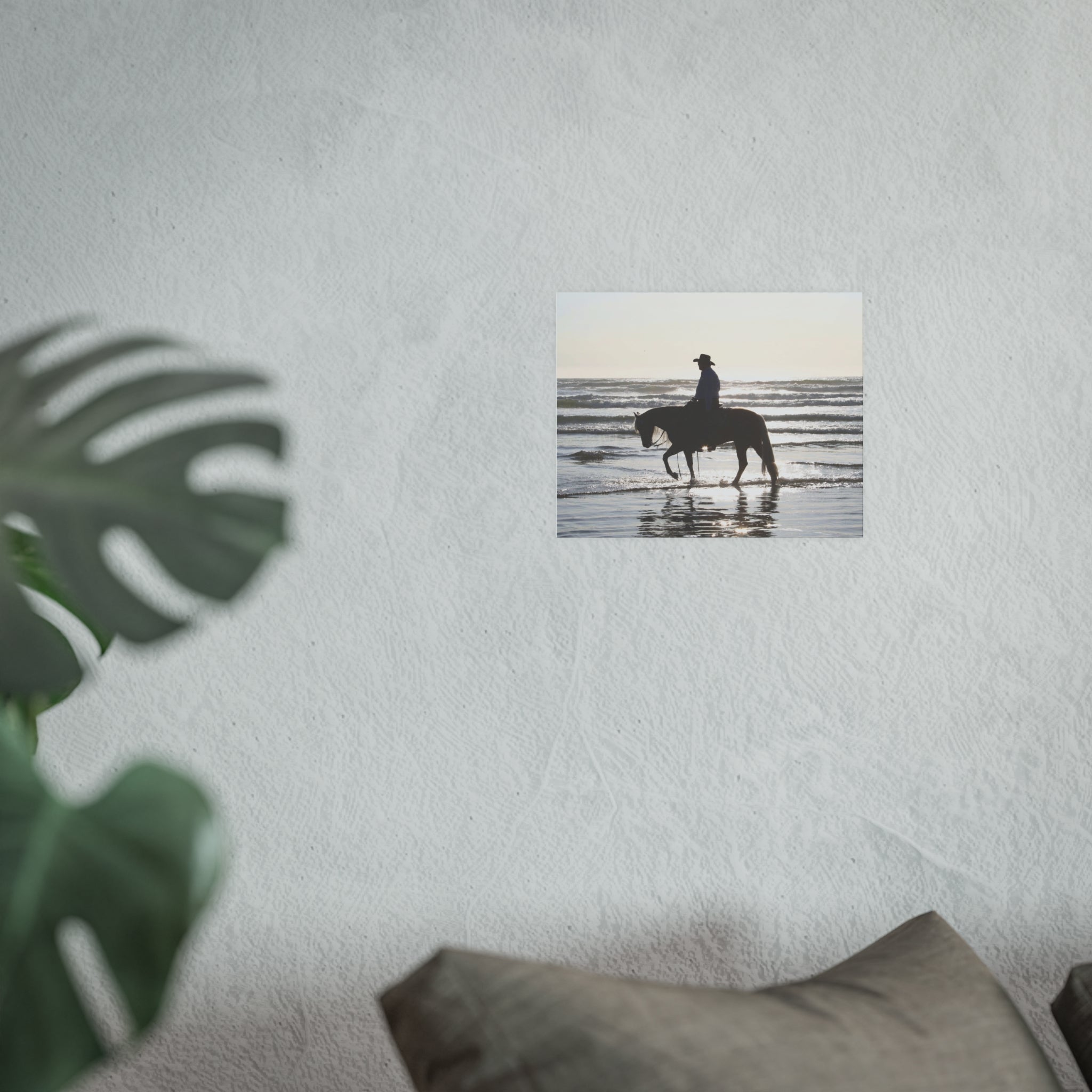 Surf Rider on Pismo Beach at Sunset | Horseback Beach Silhouette Sunset, Western Equine Wall Art