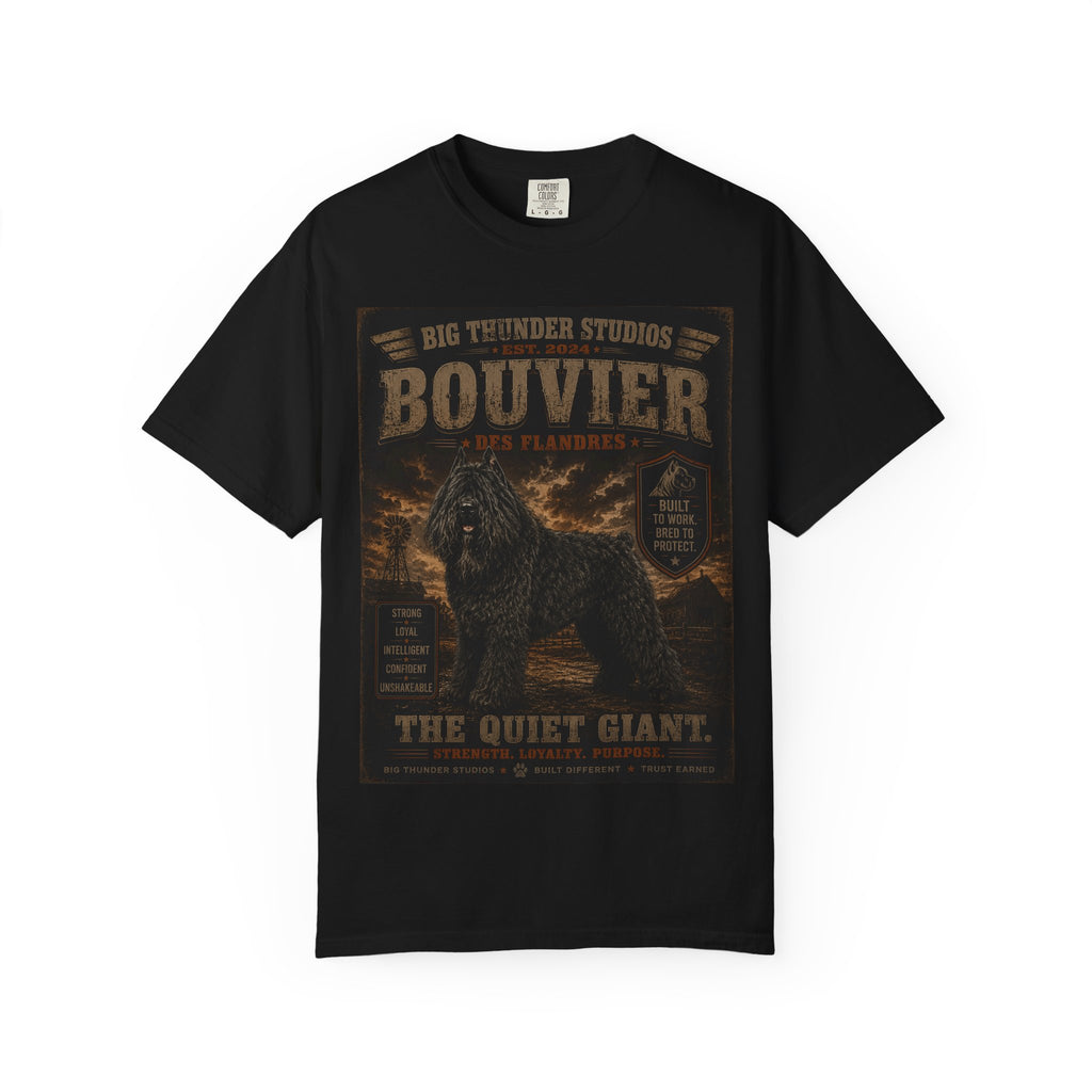 Bouvier des Flandres Poster T-shirt | Vintage Working Dog, The Quiet Giant