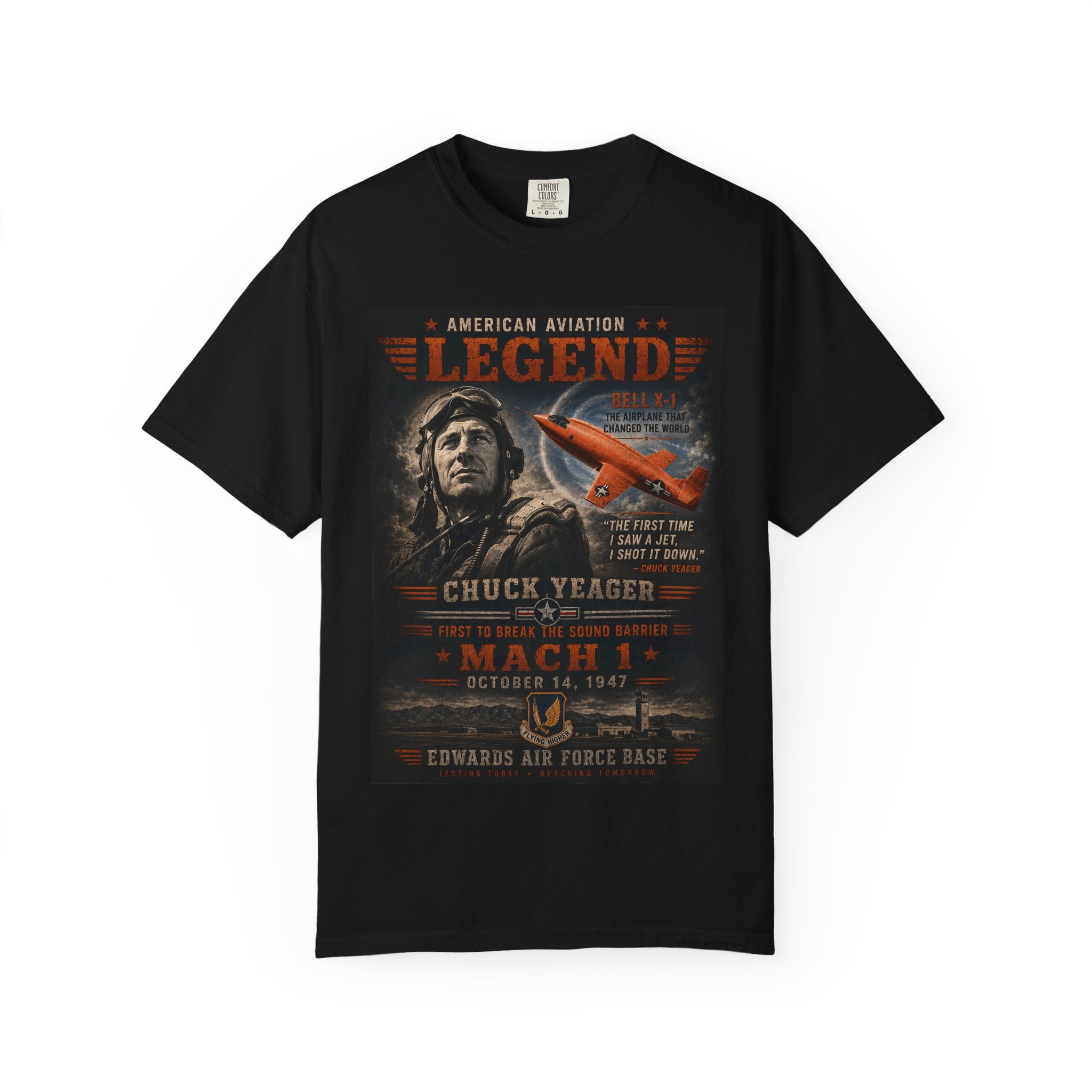 Aviation Legend Chuck Yeager T-Shirt | Mach 1 Pilot Tribute