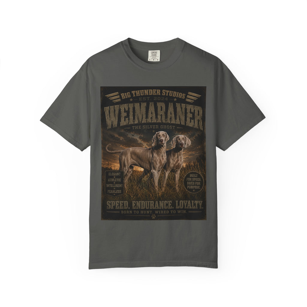 Weimaraner Hunting Portrait T-shirt | Speed Endurance Loyalty, Vintage Canine Design