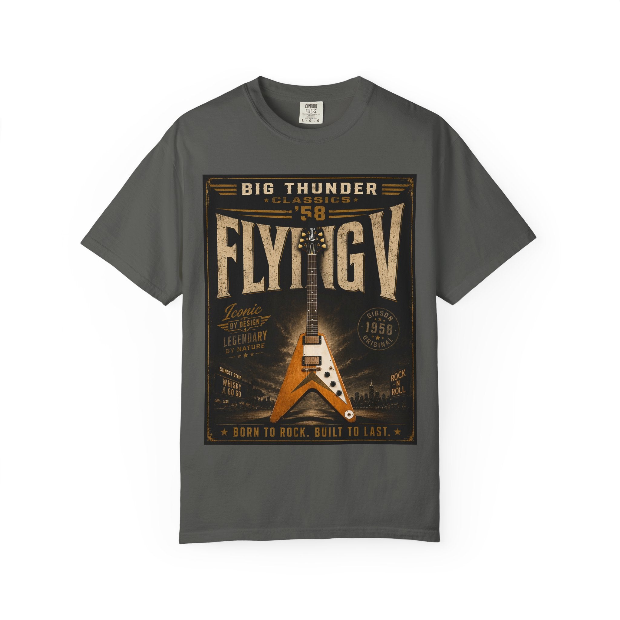 Flying V Guitar Graphic T-Shirt | Vintage Rock Poster Tee