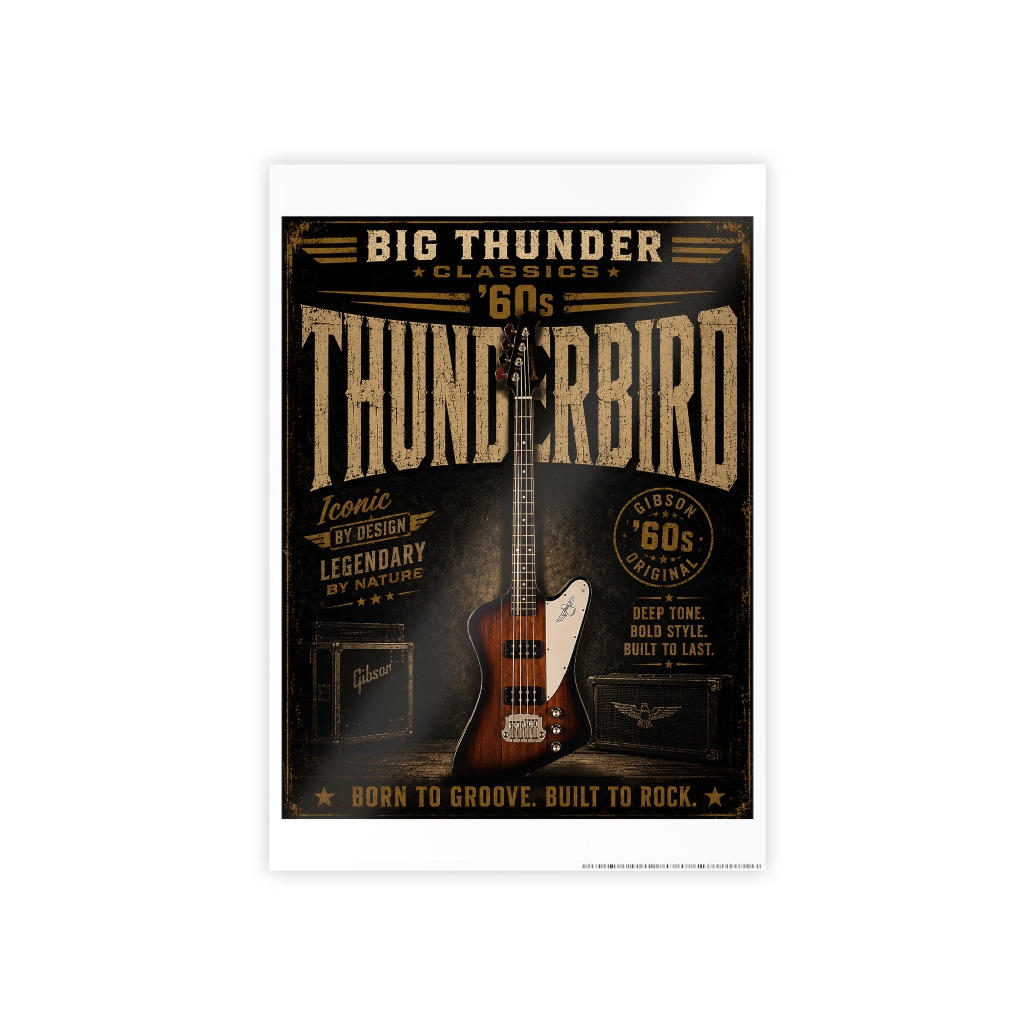 Thunderbird 60s Electric Guitar Poster | Vintage Rock Music Wall Art