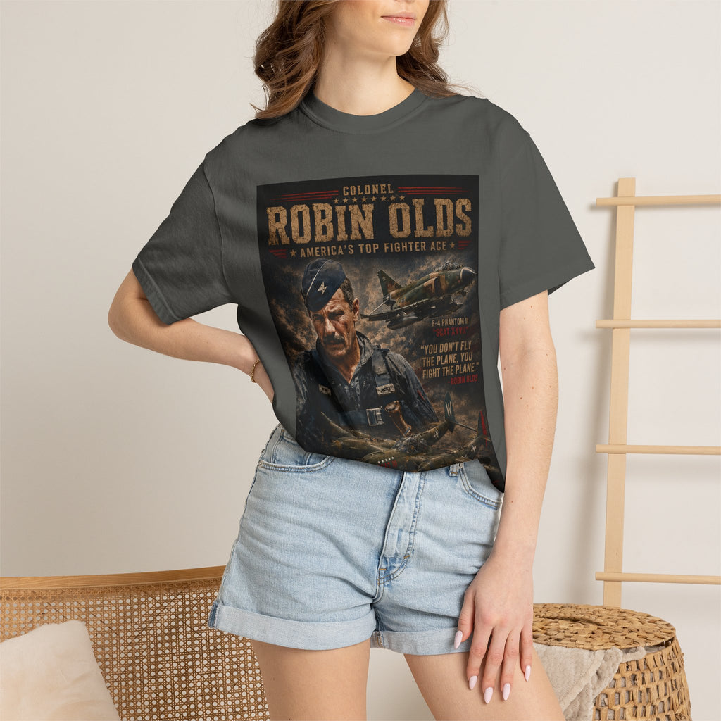 Colonel Robin Olds Aviation Portrait T-Shirt | Fighter Pilot Graphic Tee