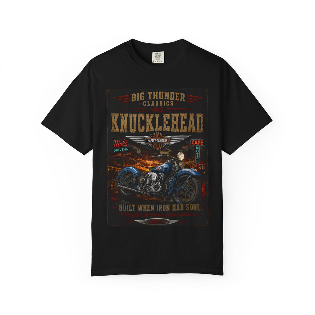 Knucklehead Motorcycle Poster T-shirt | Vintage Big Thunder Classics