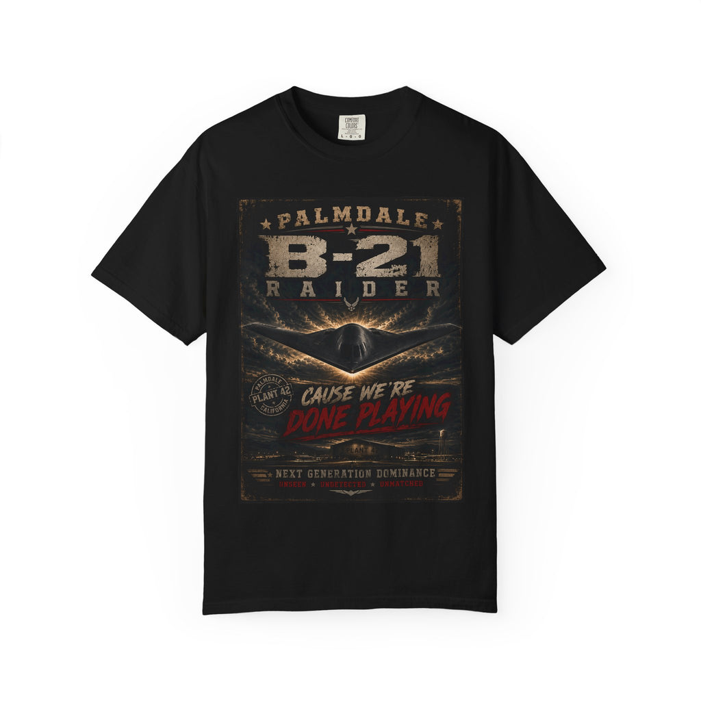 B-21 Raider Bomber Graphic T-shirt | Palmdale Aviation Poster Design