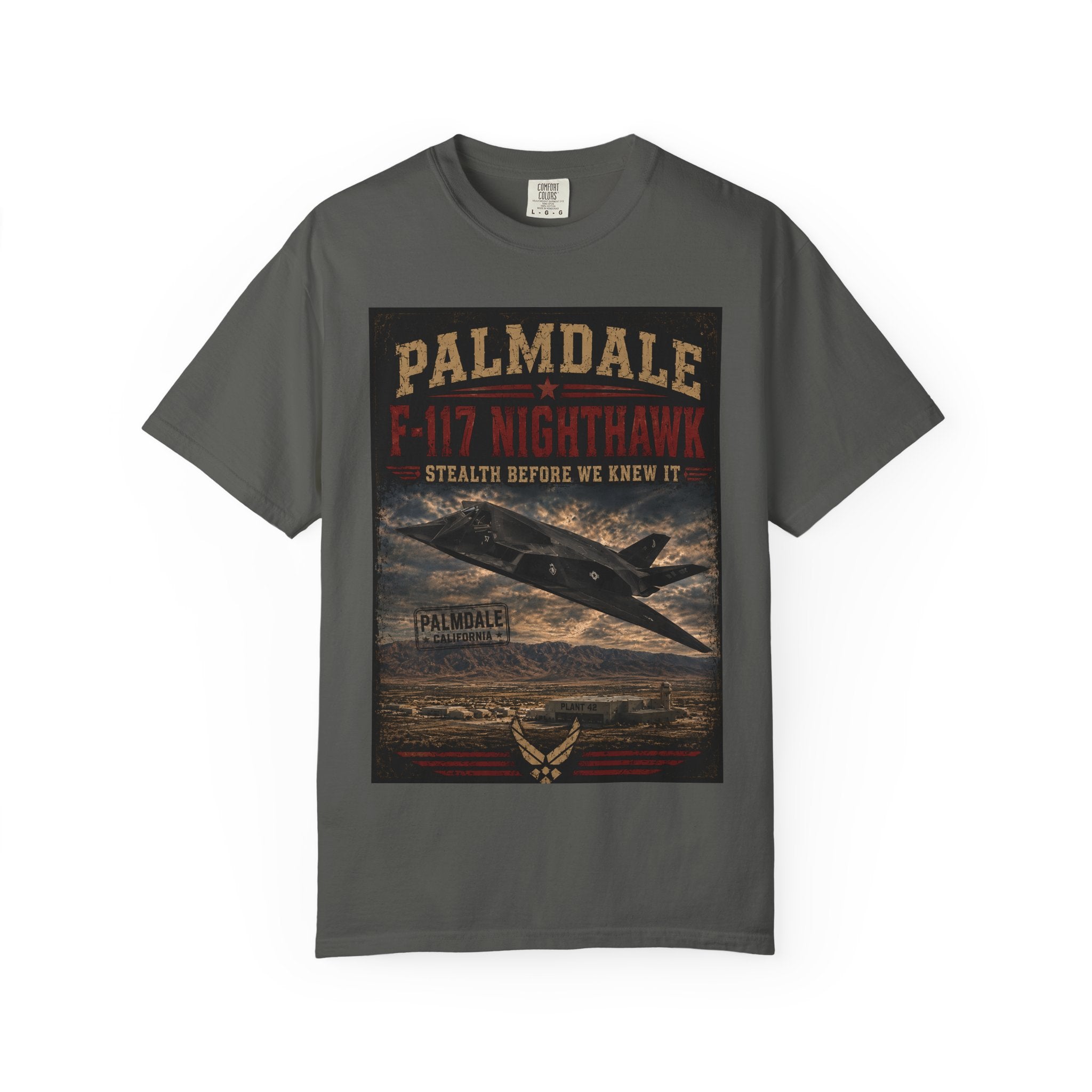 Palmdale F-117 Nighthawk Stealth Graphic T-Shirt | Military Aircraft Poster