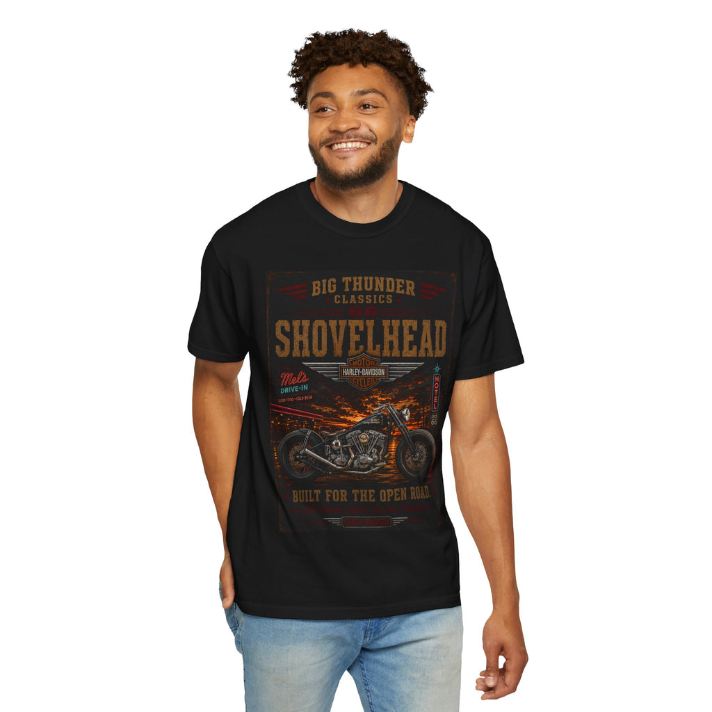 Shovelhead Motorcycle Graphic T-shirt | Vintage Biker Engine Tee