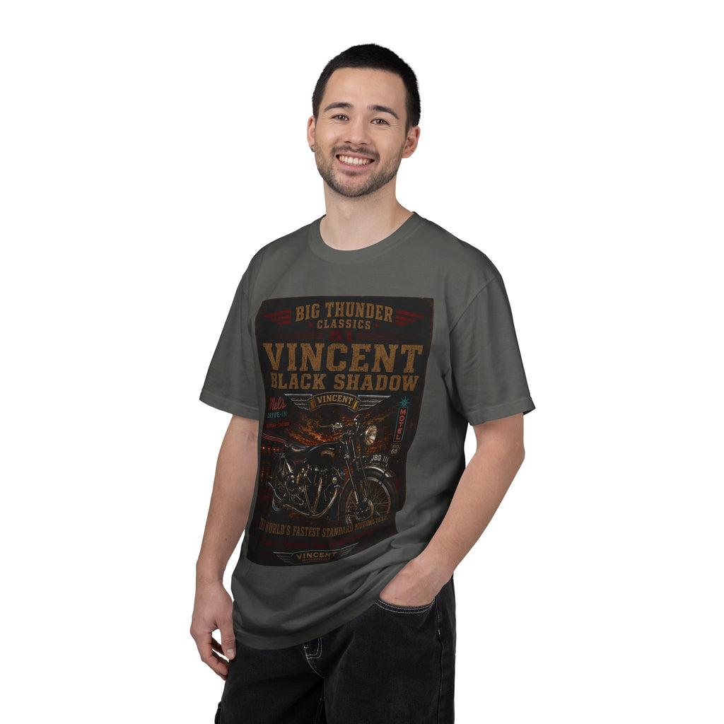 Vincent Black Shadow Motorcycle Tee | Vintage Biker Poster Graphic