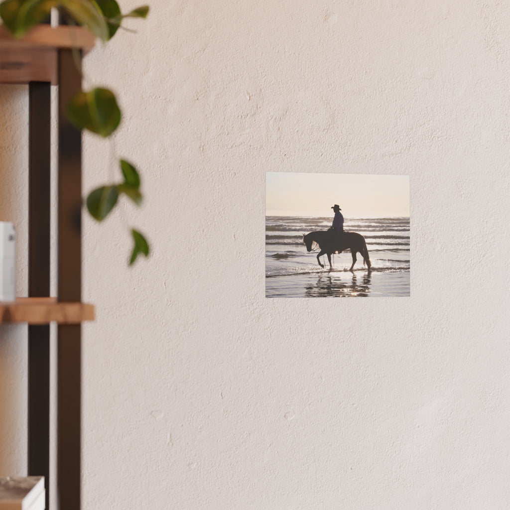 Surf Rider on Pismo Beach at Sunset | Horseback Beach Silhouette Sunset, Western Equine Wall Art