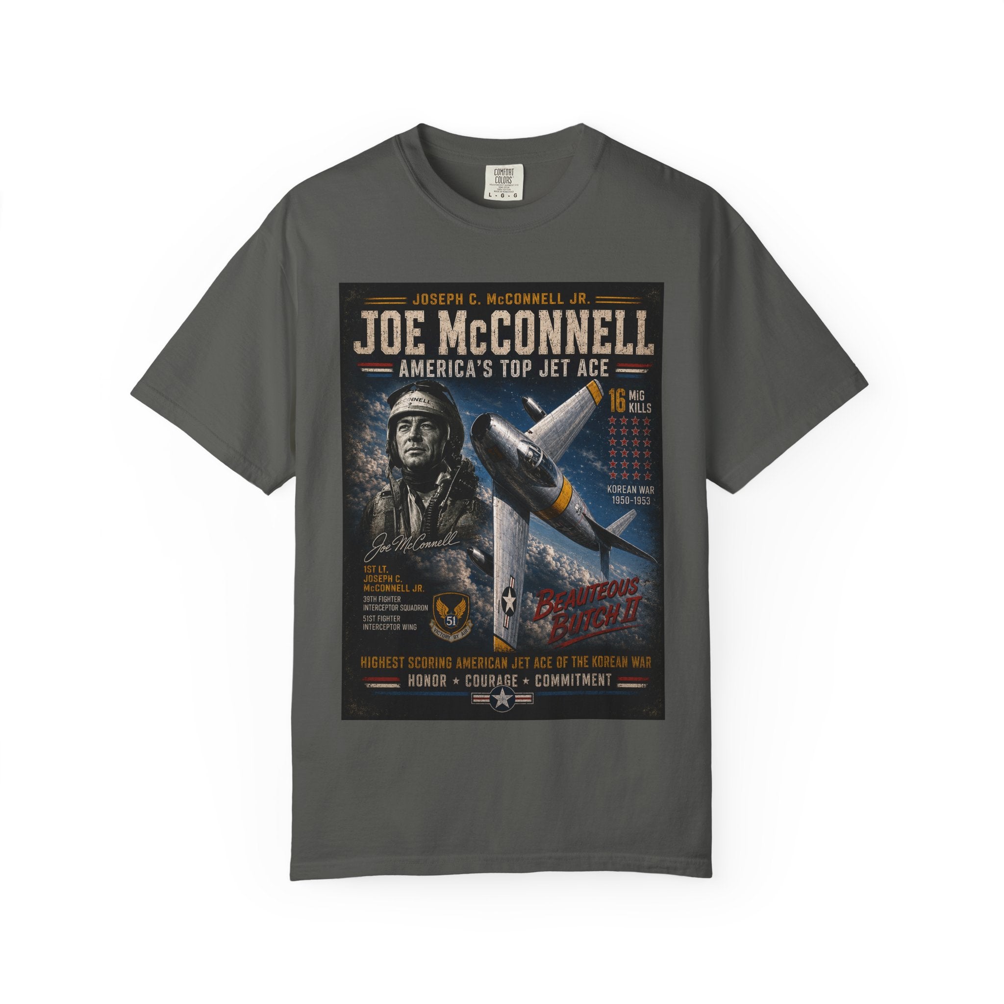 Joe McConnell Jet Ace Pilot Poster T-Shirt | Vintage Aviation Tee