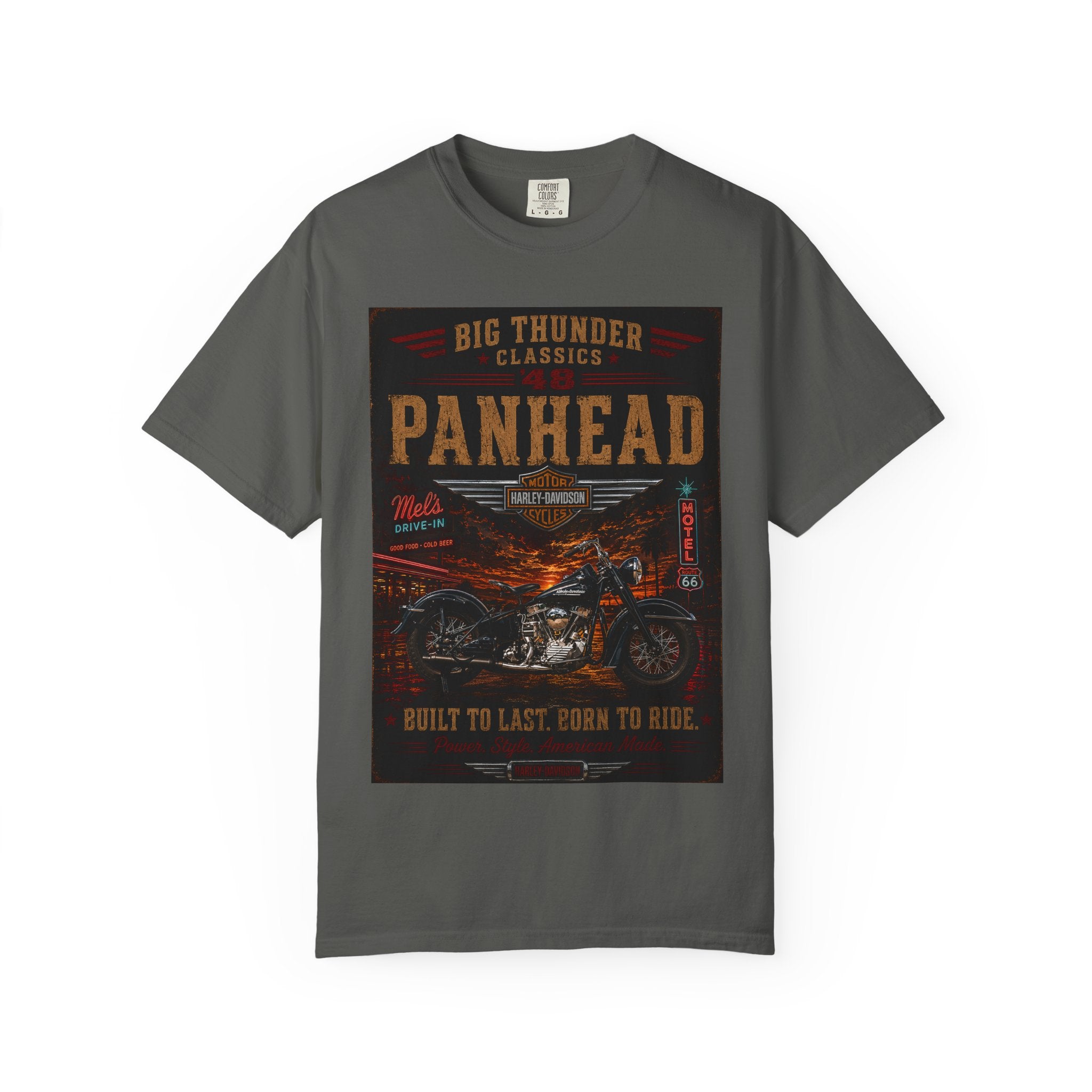Panhead Motorcycle Graphic T-Shirt | Vintage Biker Skull Ride
