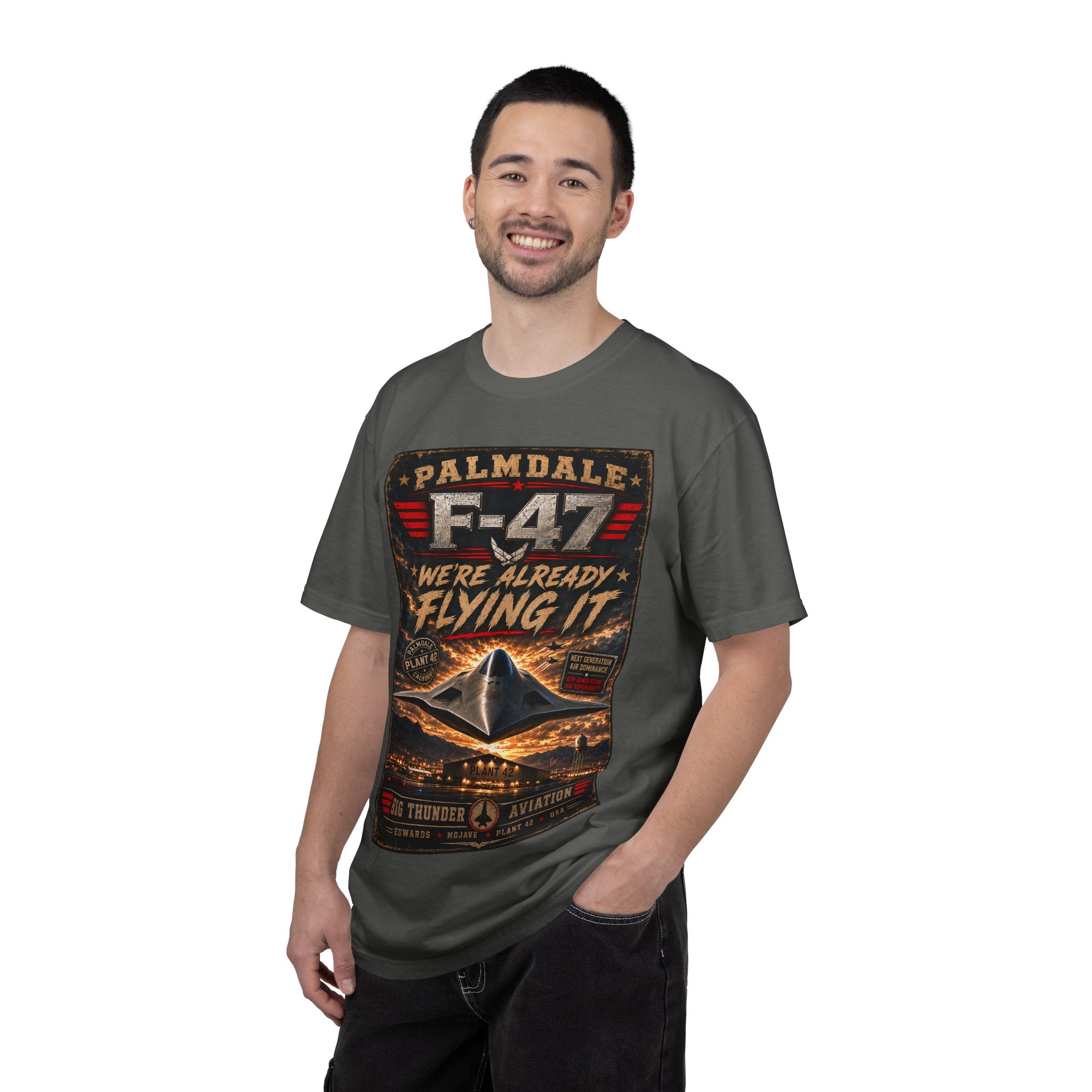 Palmdale F-47 Stealth Jet We're Already Flying It T-Shirt | Aviation Poster Style