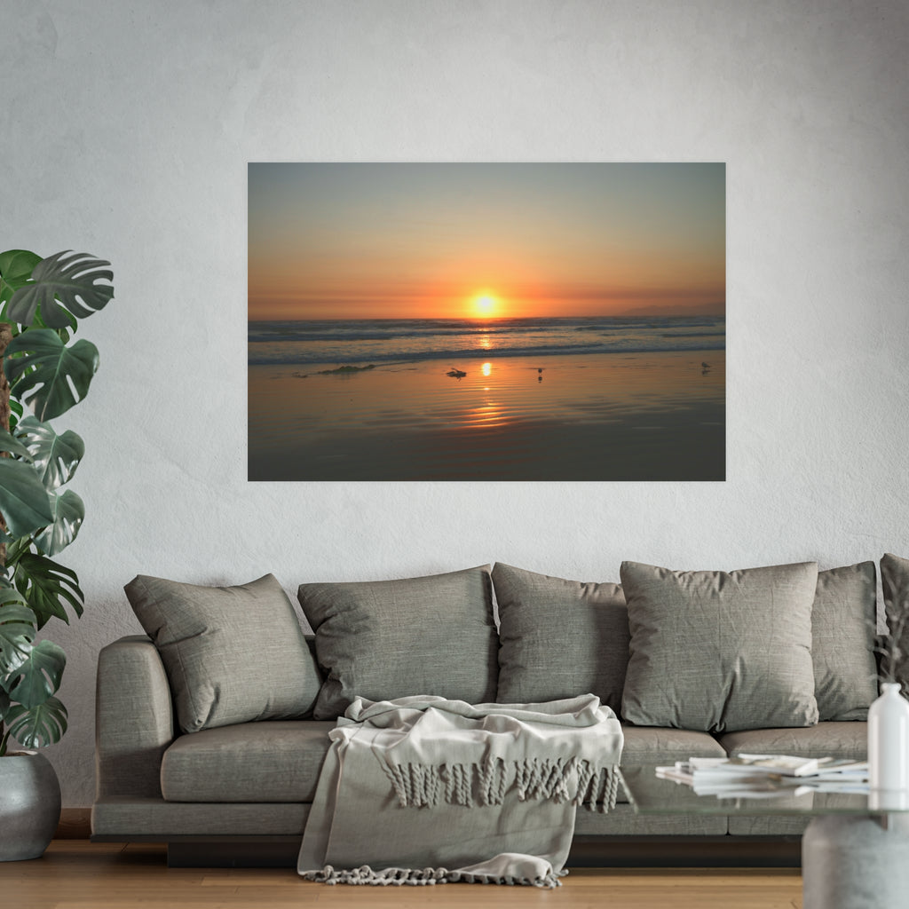 Pismo Beach Sunset | Sunset Beach Reflection Poster | Ocean Sunrise Wall Art