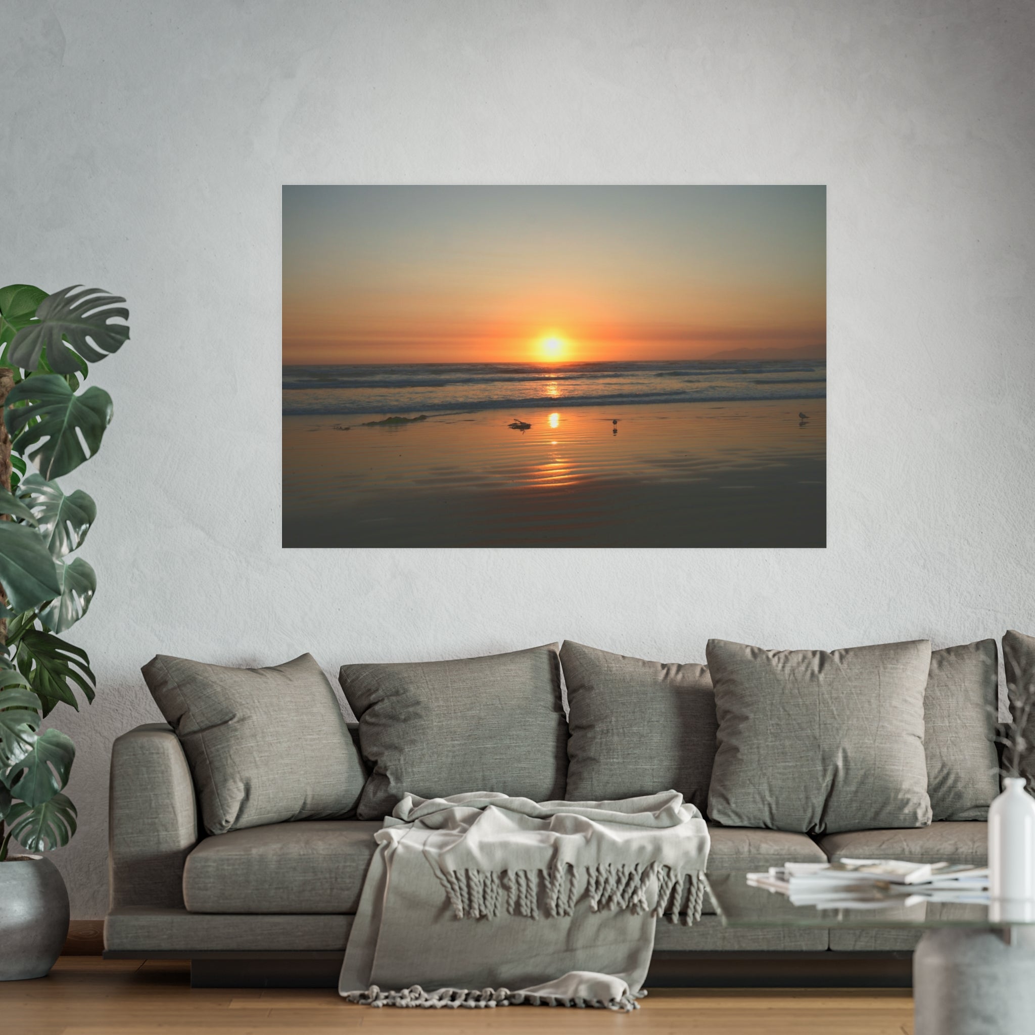 Pismo Beach Sunset | Sunset Beach Reflection Poster | Ocean Sunrise Wall Art