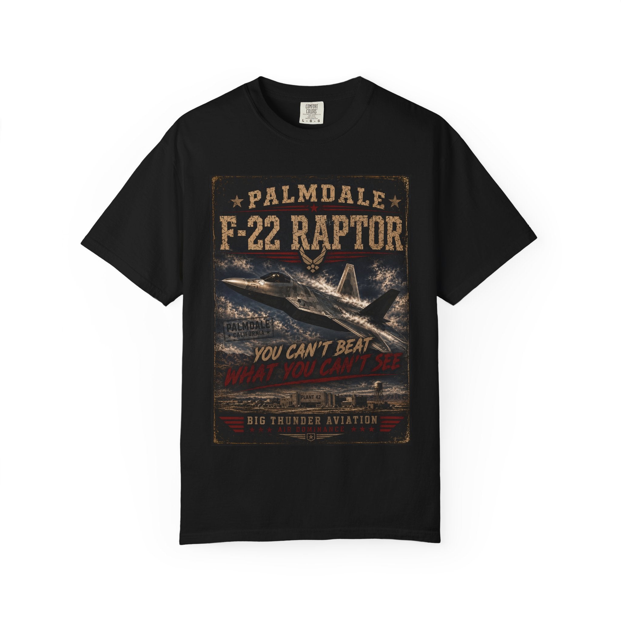 Palmdale F-22 Raptor Graphic T-Shirt | Military Jet Aviation Tee