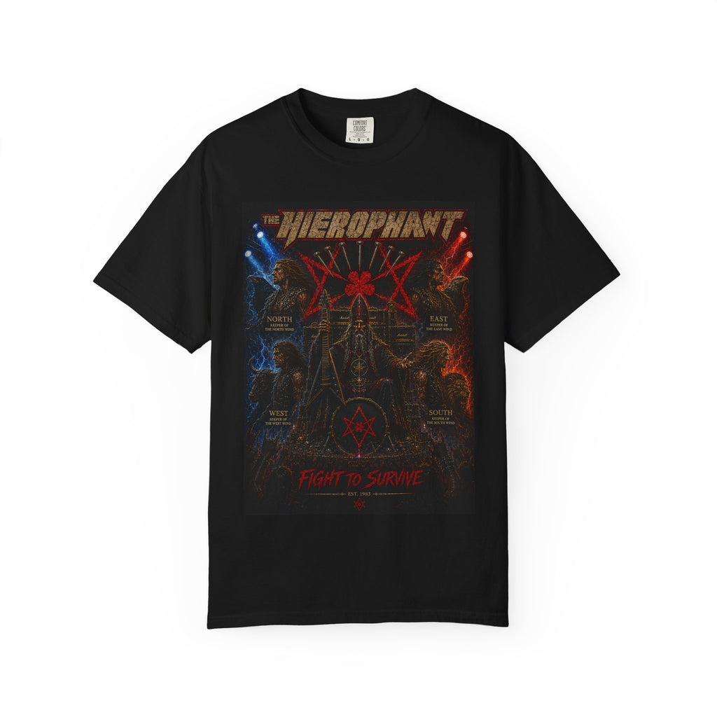 Tarot Metal Tee — “The Hierophant” Fight to Survive Graphic T-Shirt